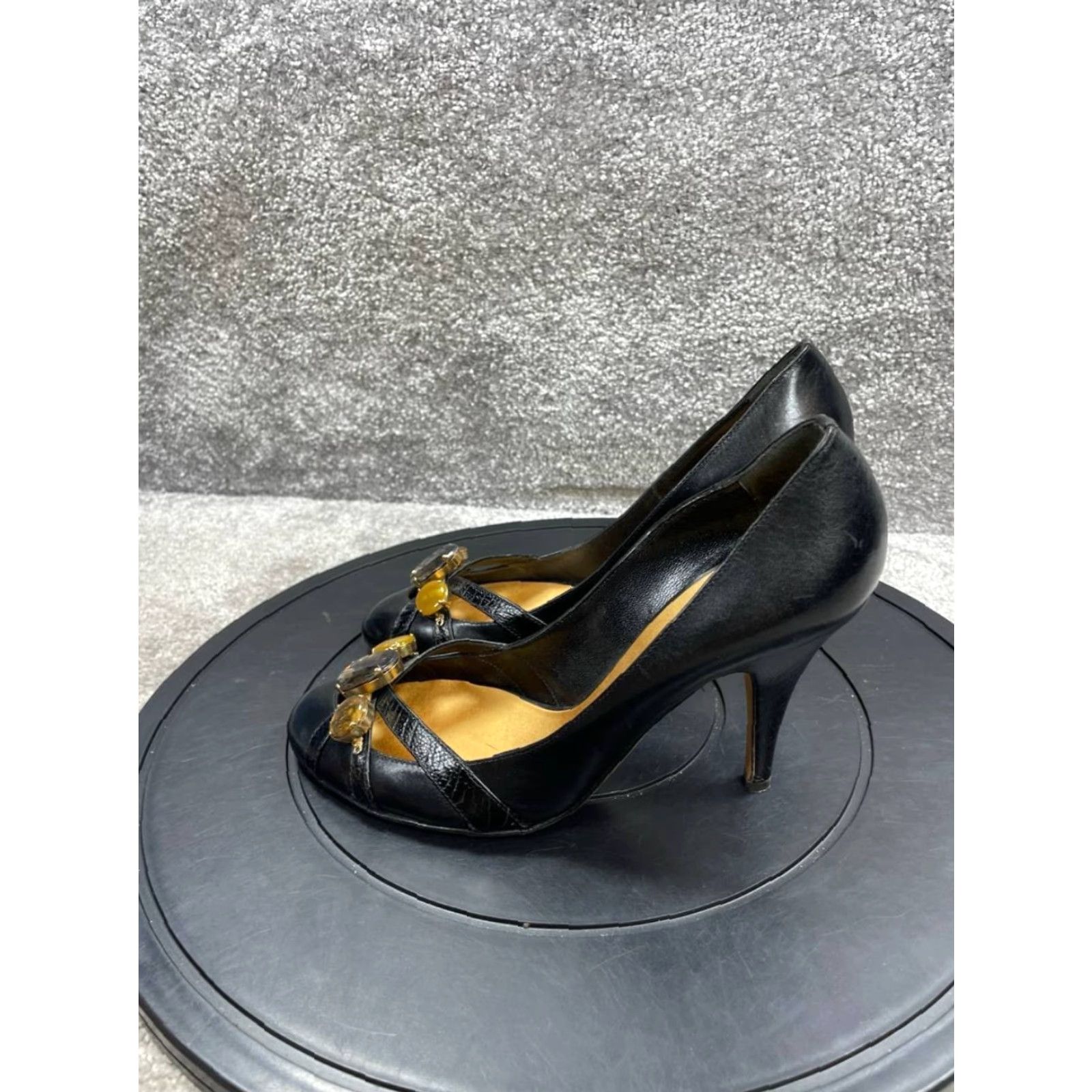Giuseppe Zanotti VICINI by GIUSEPPE ZANOTTI Heel Womens 38 EU 7.5 US Pump Black Leather Stiletto Size US 7.5 / IT 37.5 - 5 Thumbnail