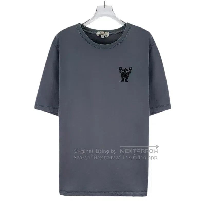 Hermes Hermes Blue Robot Embroidered Cotton Crew Neck Short Sleev Size US M / EU 48-50 / 2 - 1 Thumbnail