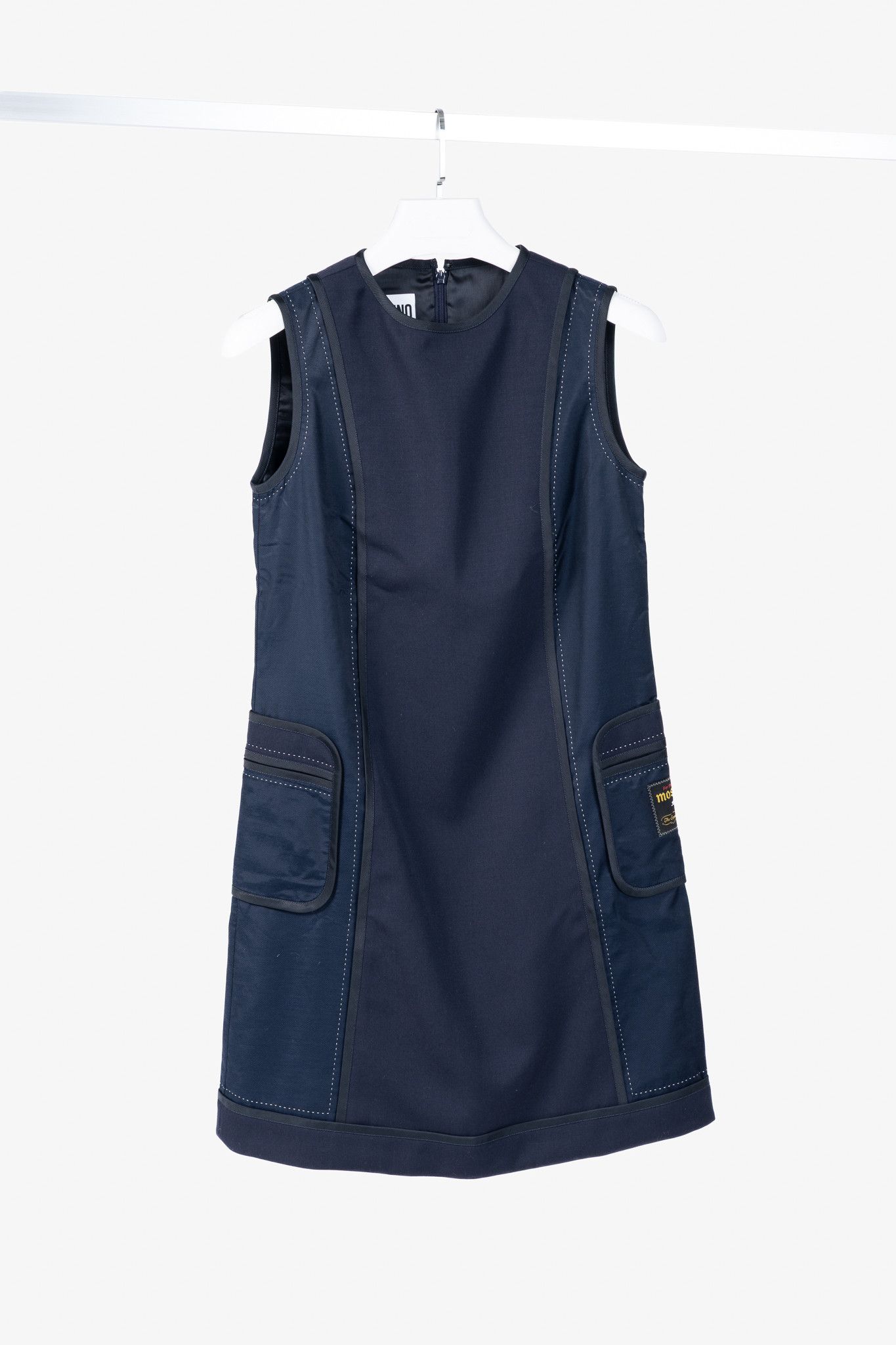 Moschino Moschino PF/23 Navy Wool Inside-Out Shift Dress Size M / US 6-8 / IT 42-44 - 1 Thumbnail