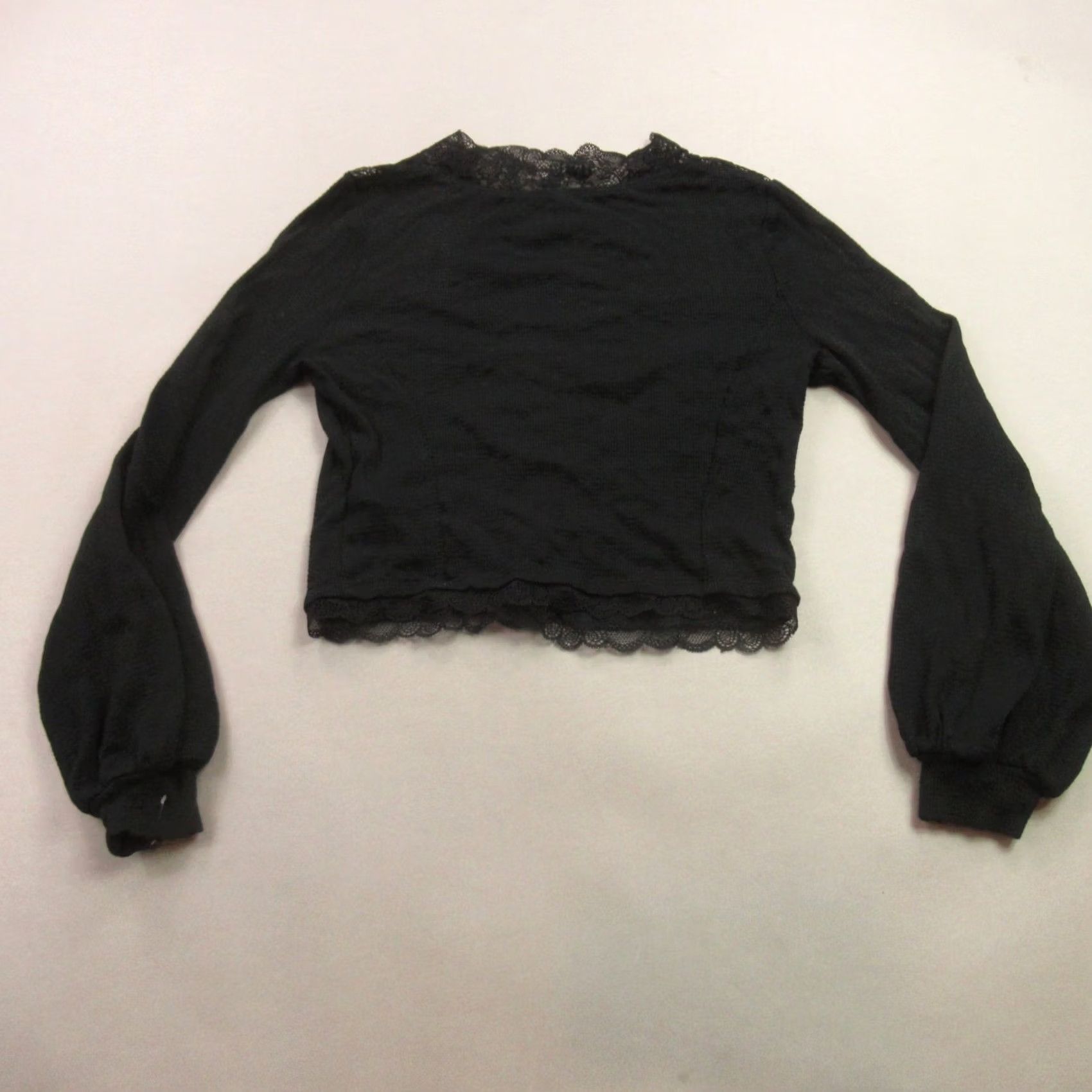 Free People Free People Shirt Womens Medium Long Sleeve Button Front Black V Neck Size M / US 6-8 / IT 42-44 - 7 Thumbnail