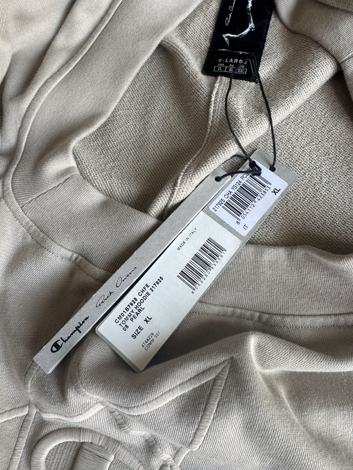 Rick Owens Rick Owens x Champion Pearl Assymetrical Tommy Hoodie Size US XL / EU 56 / 4 - 9 Thumbnail