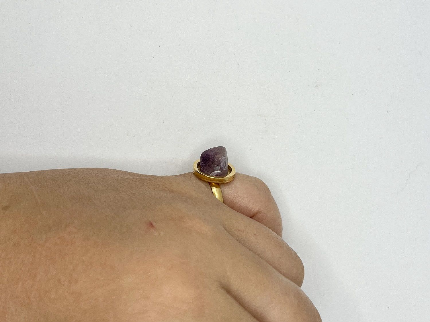 Handmade Amethyst Gold Stainless Steel Ring - size 7.5 Size ONE SIZE - 5 Thumbnail
