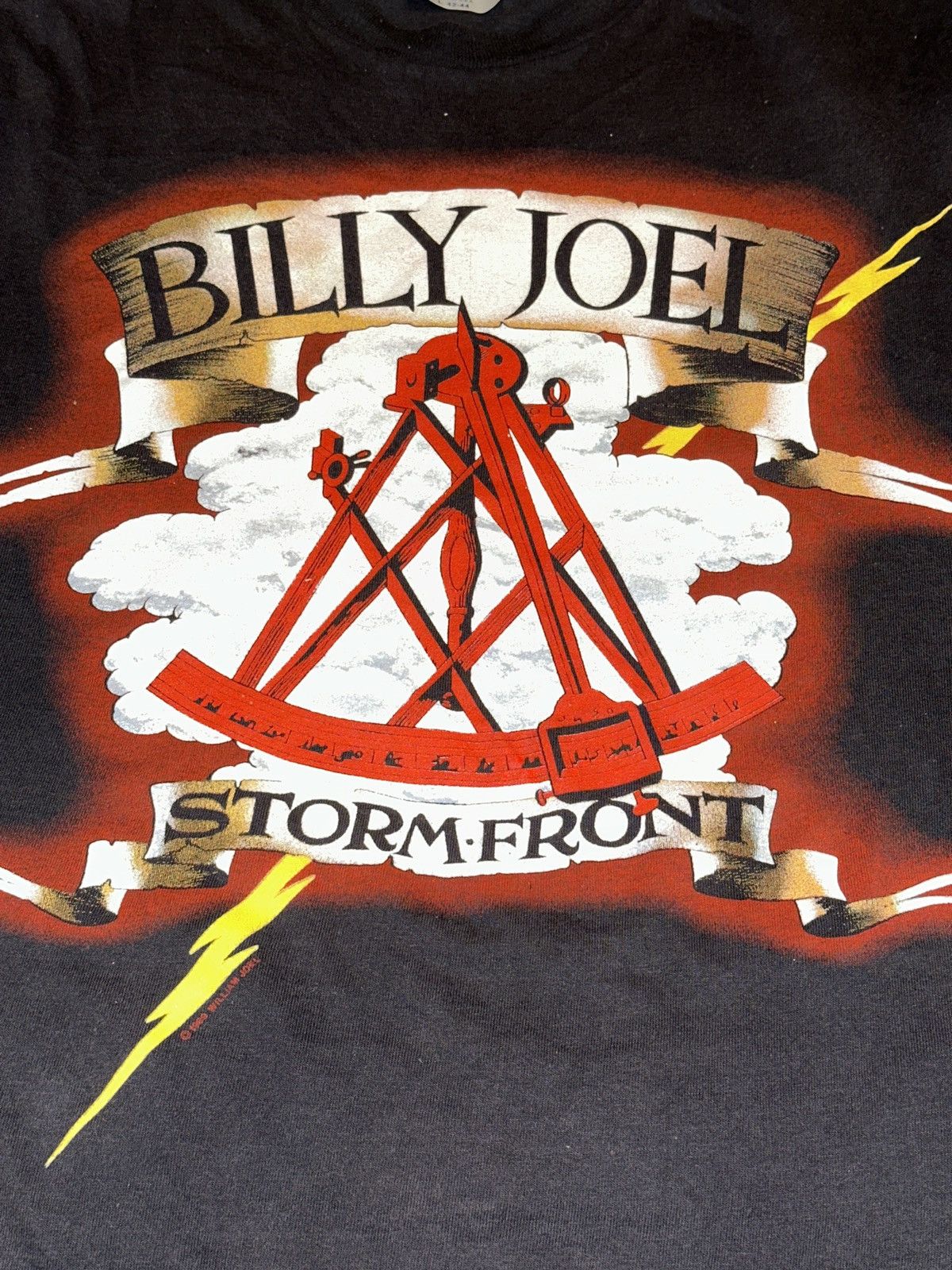 Band Tees Single Stitch Vtg 1989 BILLY JOEL Storm Front Band Tee LARGE Size US L / EU 52-54 / 3 - 3 Thumbnail