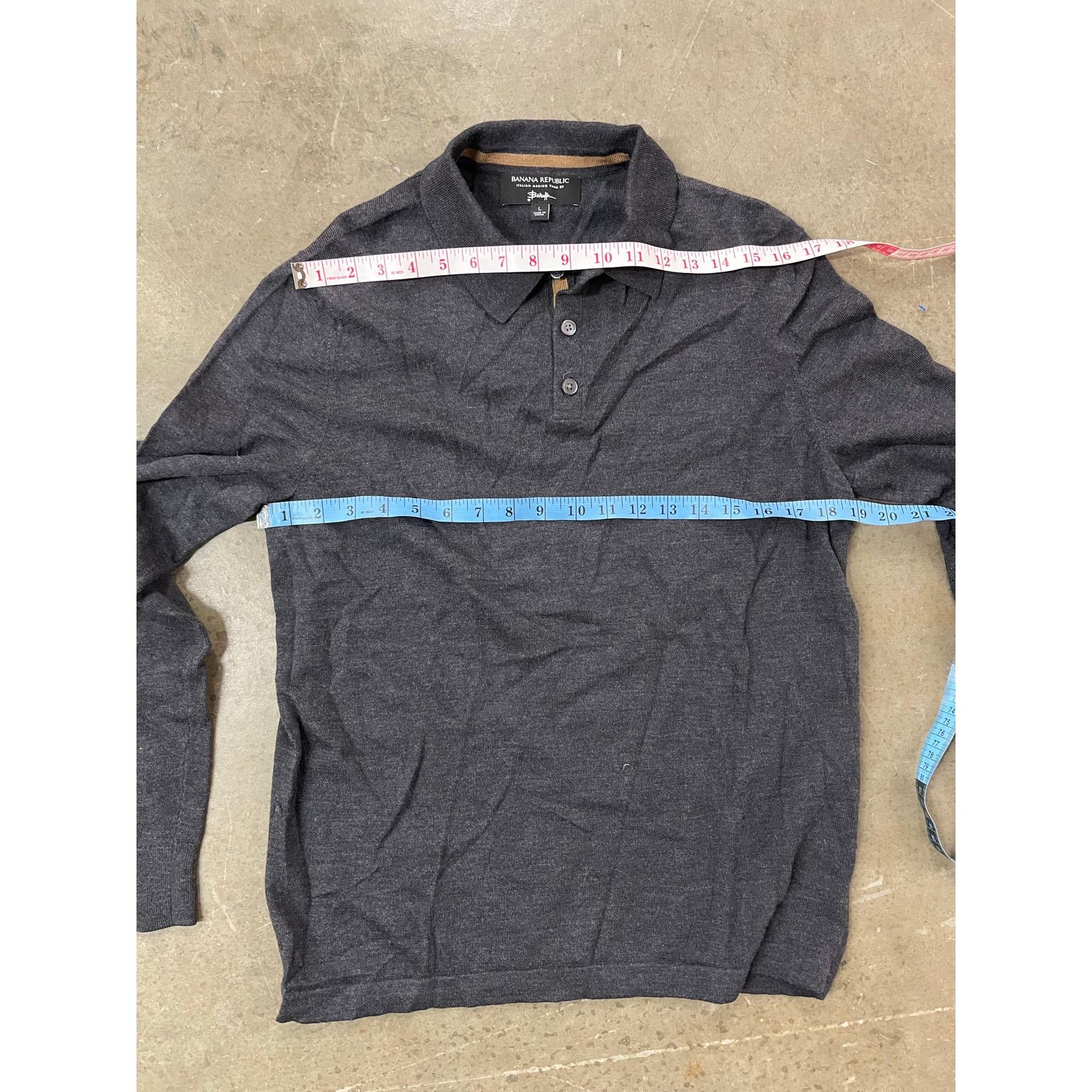 Banana Republic Banana Republic- Italian Merino Wool yarn Polo/ Gray / L Size US L / EU 52-54 / 3 - 3 Thumbnail