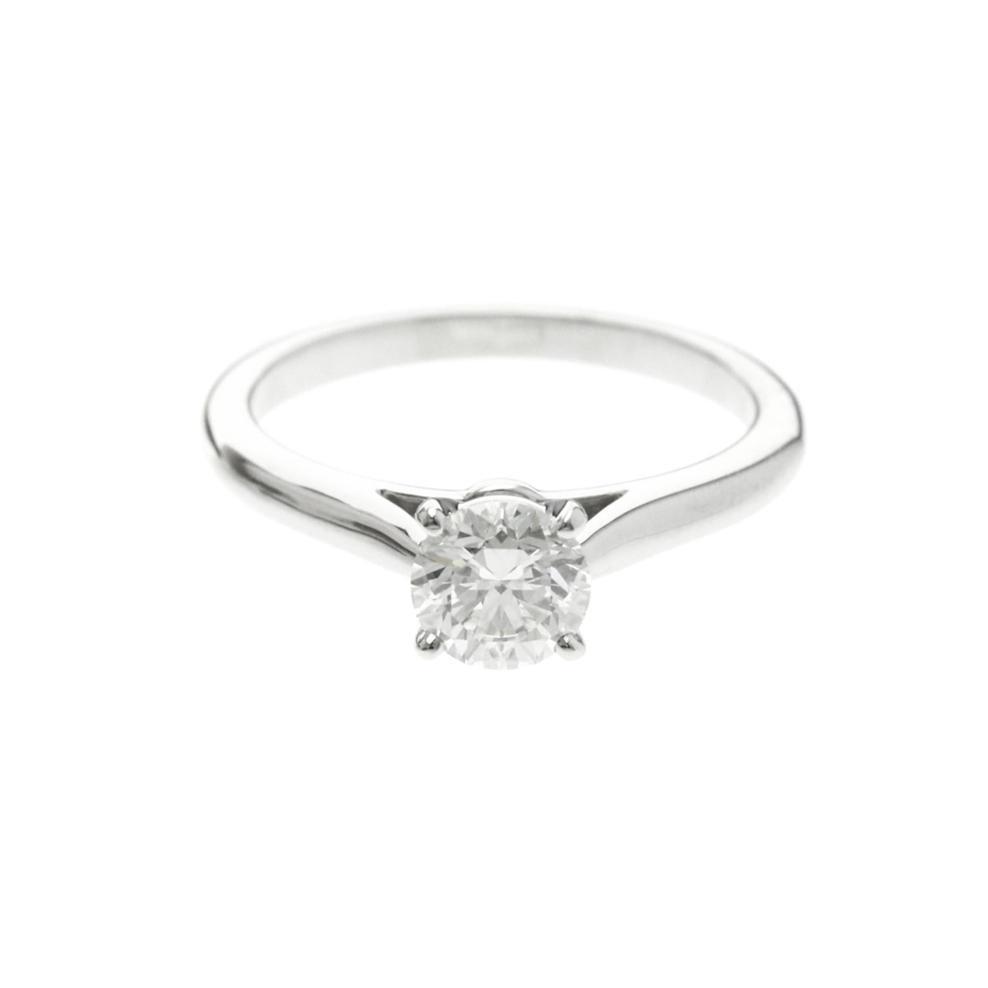 Cartier Solitaire Diamond Ring Platinum Fashion Diamond Band Ring Carat/0.6 Silver, Women's