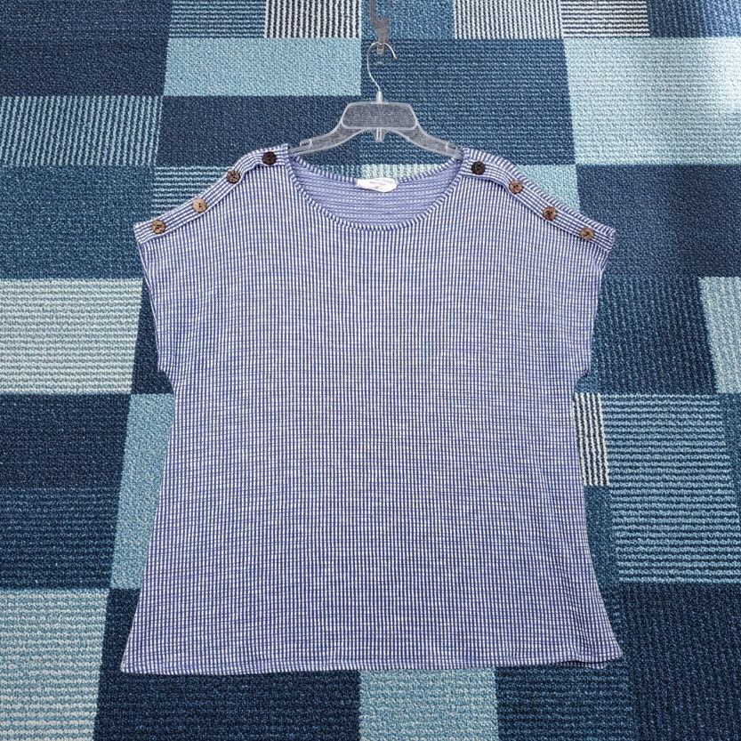 Vintage Grand Ave Design Blouse Womens 3X Blue Top Women Plus Knit Button Short Sleeve Mexico Size XXL / US 16-18 / IT 52-54 - 1 Thumbnail