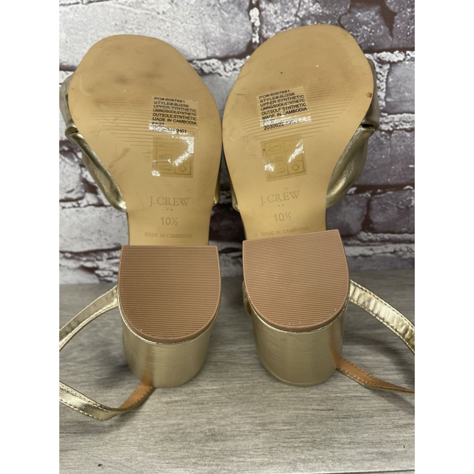 J.Crew J. Crew Gold Leather Knotted Heeled Ankle Strap Sandals Wome Size US 10.5 / IT 40.5 - 7 Thumbnail