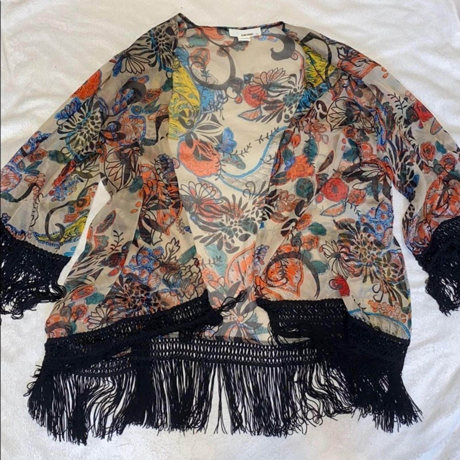 Other Sans Souci Boho Floral Kimono with Black Tassels | Size M Size M / US 6-8 / IT 42-44 - 2 Thumbnail