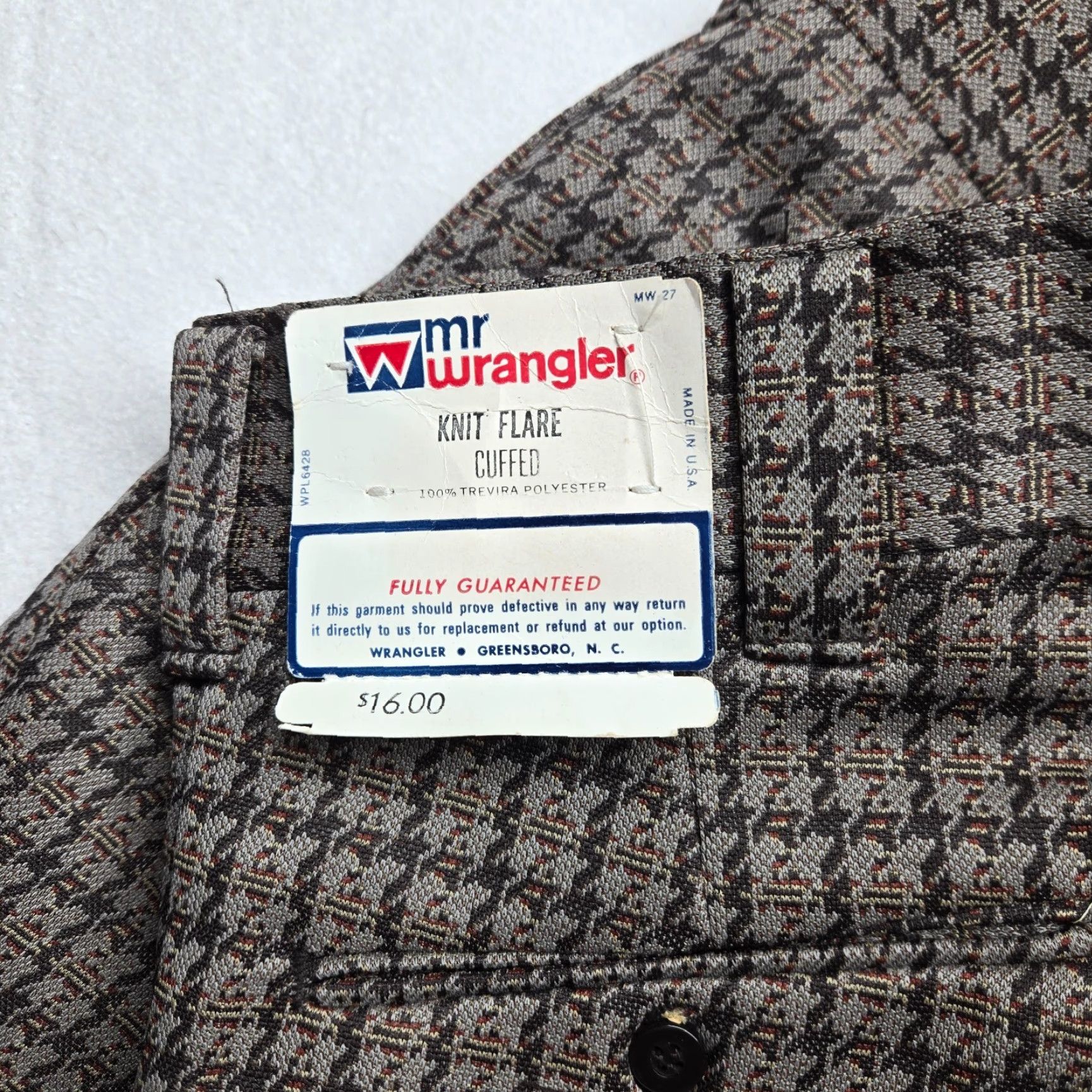 Wrangler VINTAGE Mr. Wrangler Brown Knit Flare Cuffed Plaid Pants Men's 29 x 30 Size US 29 - 2 Thumbnail