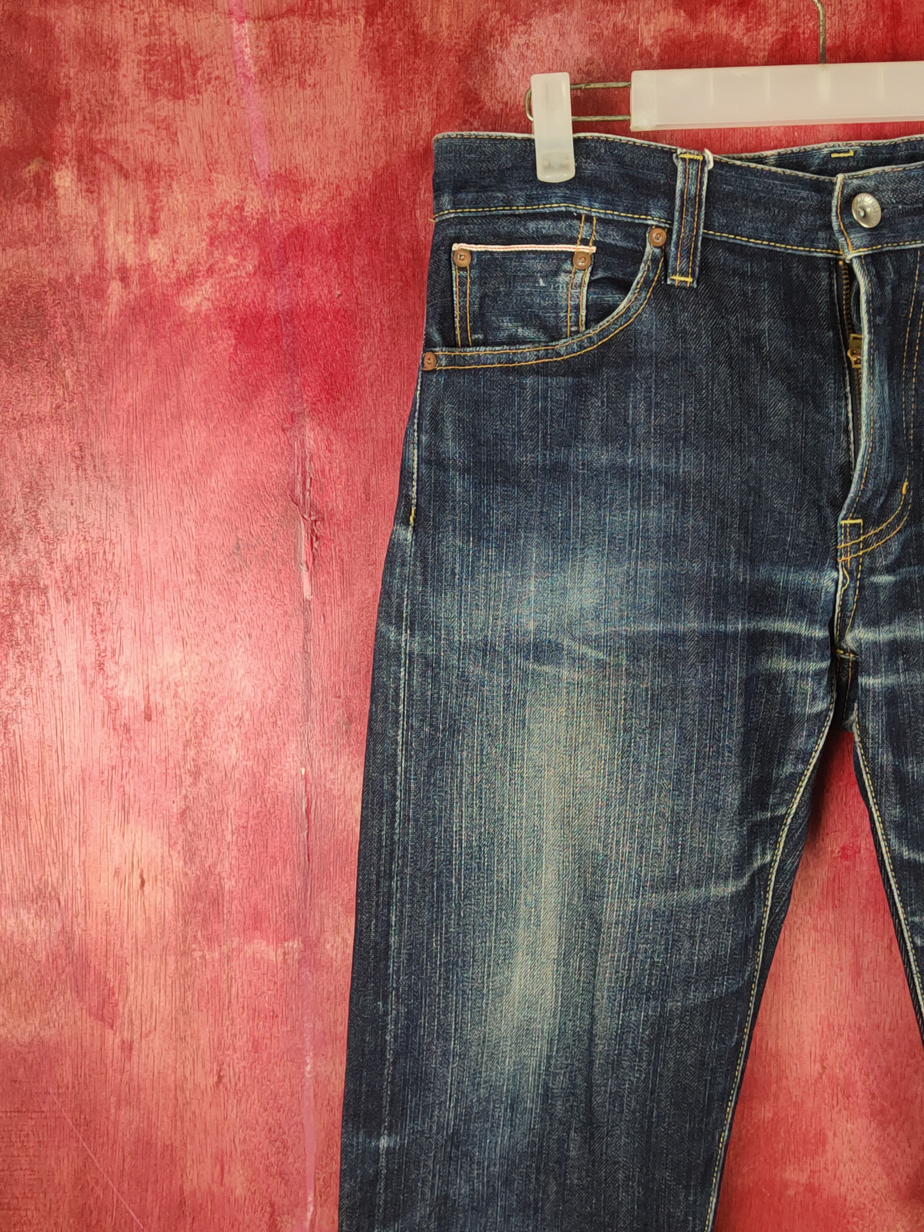 Japanese Brand Uniqlo Dark Blue Distressed Ripped Jeans #S1654 Size US 31 - 3 Thumbnail