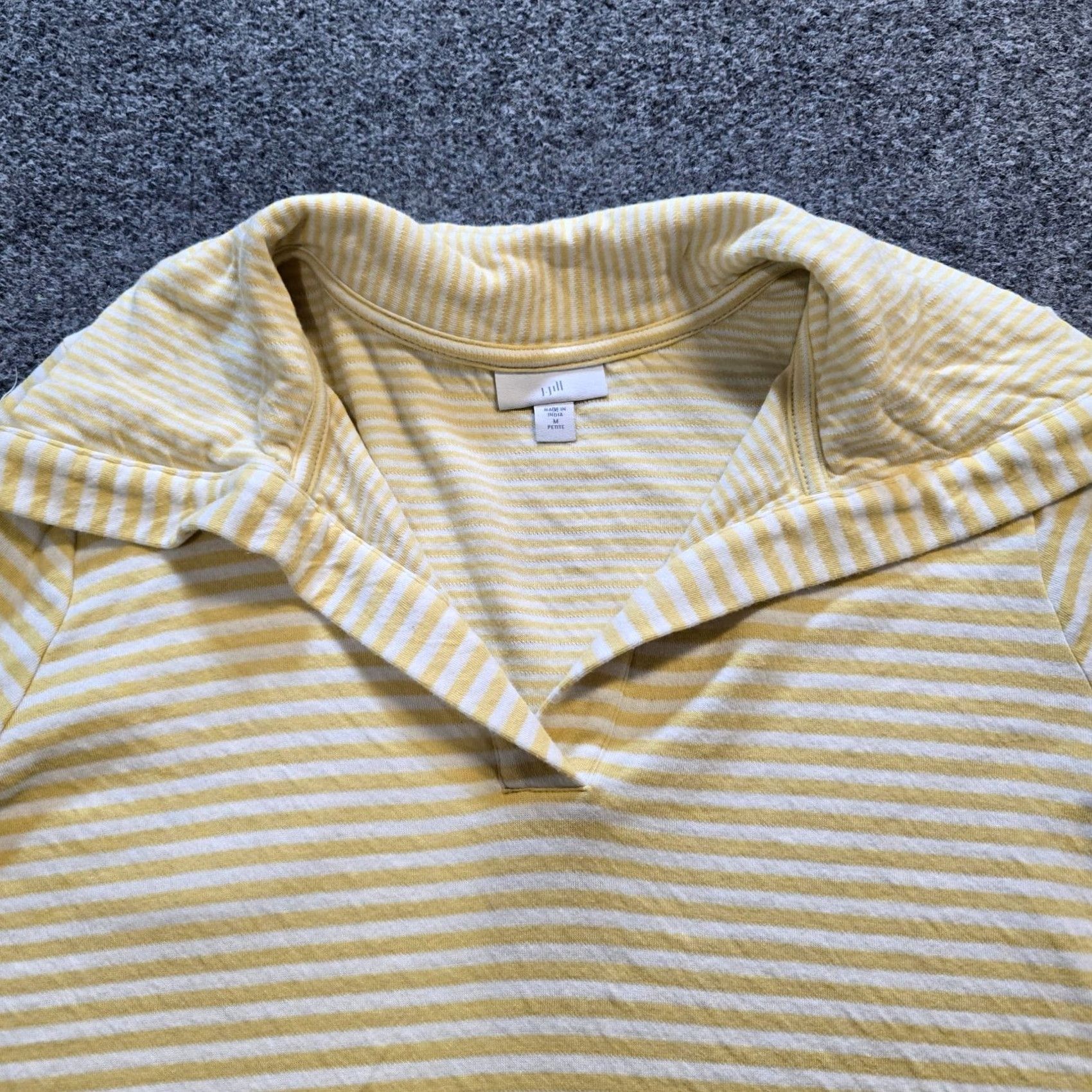 J. Jill J. Jill Top Womens Petite Medium Yellow Striped Collared Long Sleeve Casual Size PM Size M / US 6-8 / IT 42-44 - 2 Thumbnail