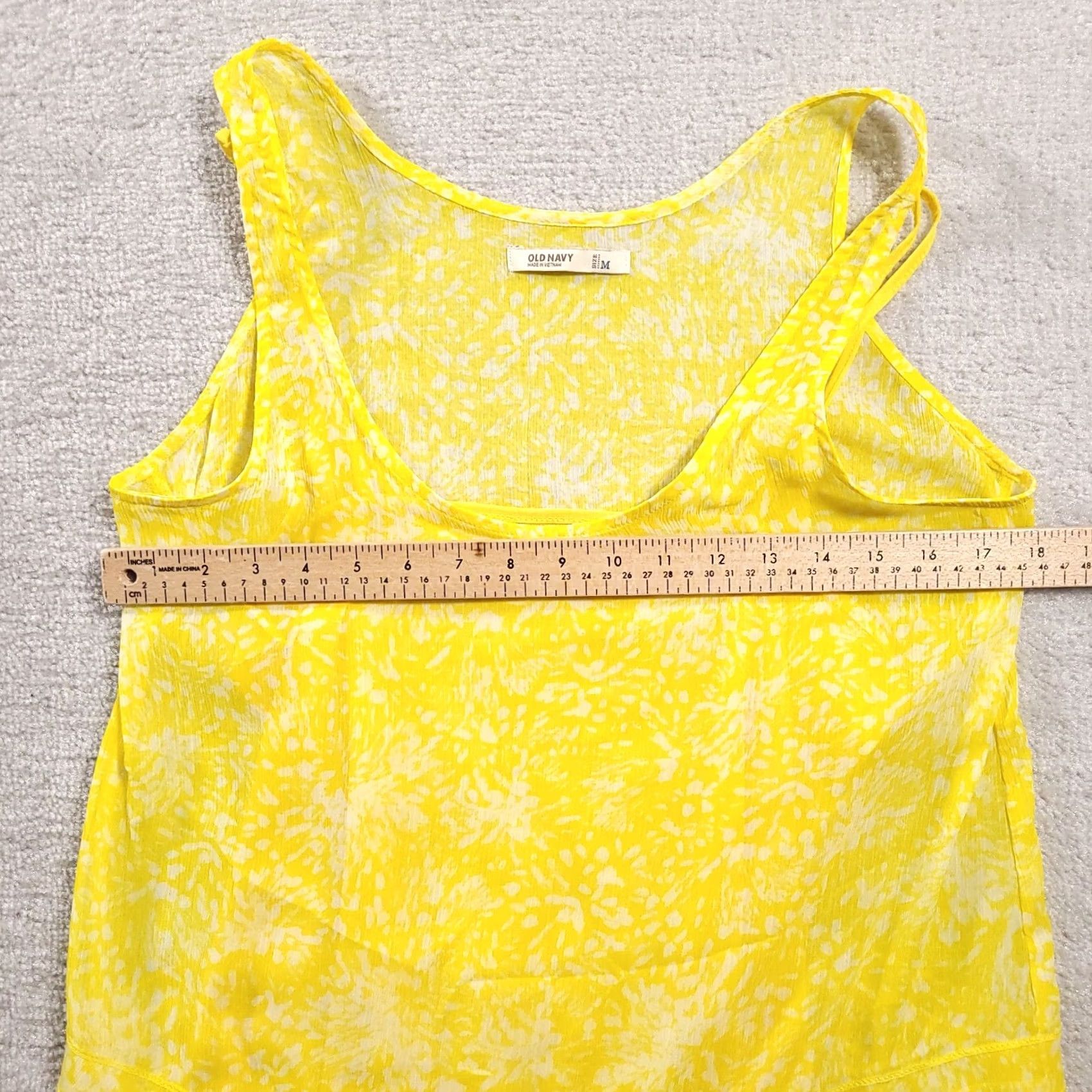 Old Navy Old Navy Tank Top Womens Medium Yellow White Scoop Neck Abstract Size M / US 6-8 / IT 42-44 - 3 Thumbnail