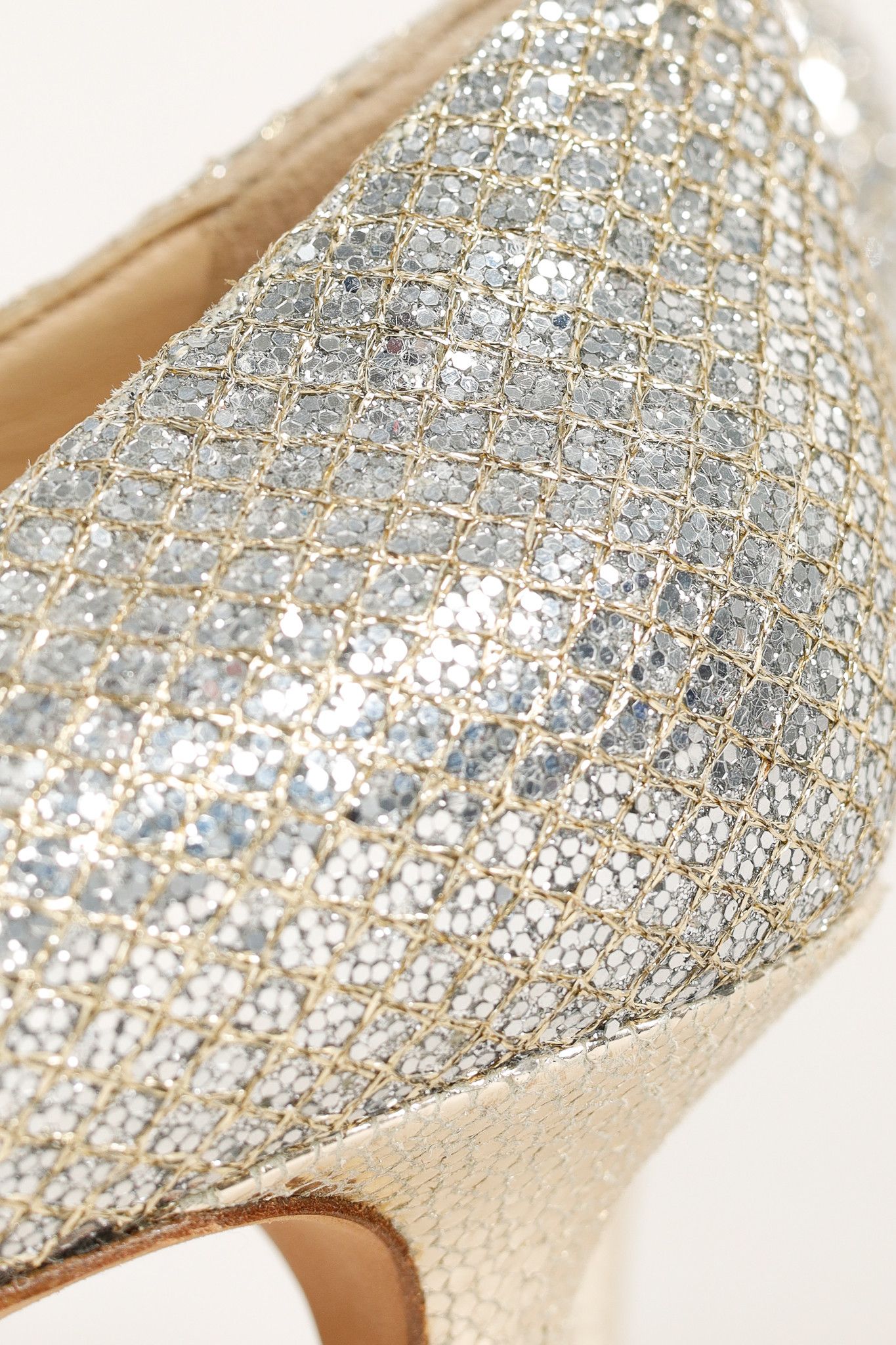 Jimmy Choo Jimmy Choo Isabel Champagne Glitter Peep-Toe Pumps Size US 8 / IT 38 - 8 Thumbnail