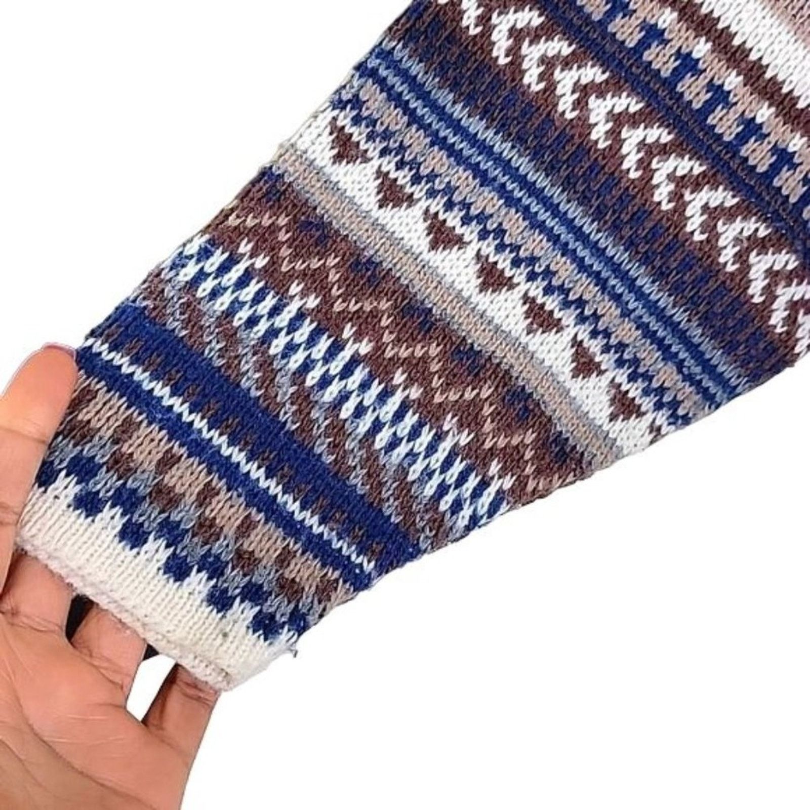 Vintage Croquet Club 90s Womens Fair Isle Knit Sweater Mock Neck Size M / US 6-8 / IT 42-44 - 5 Thumbnail