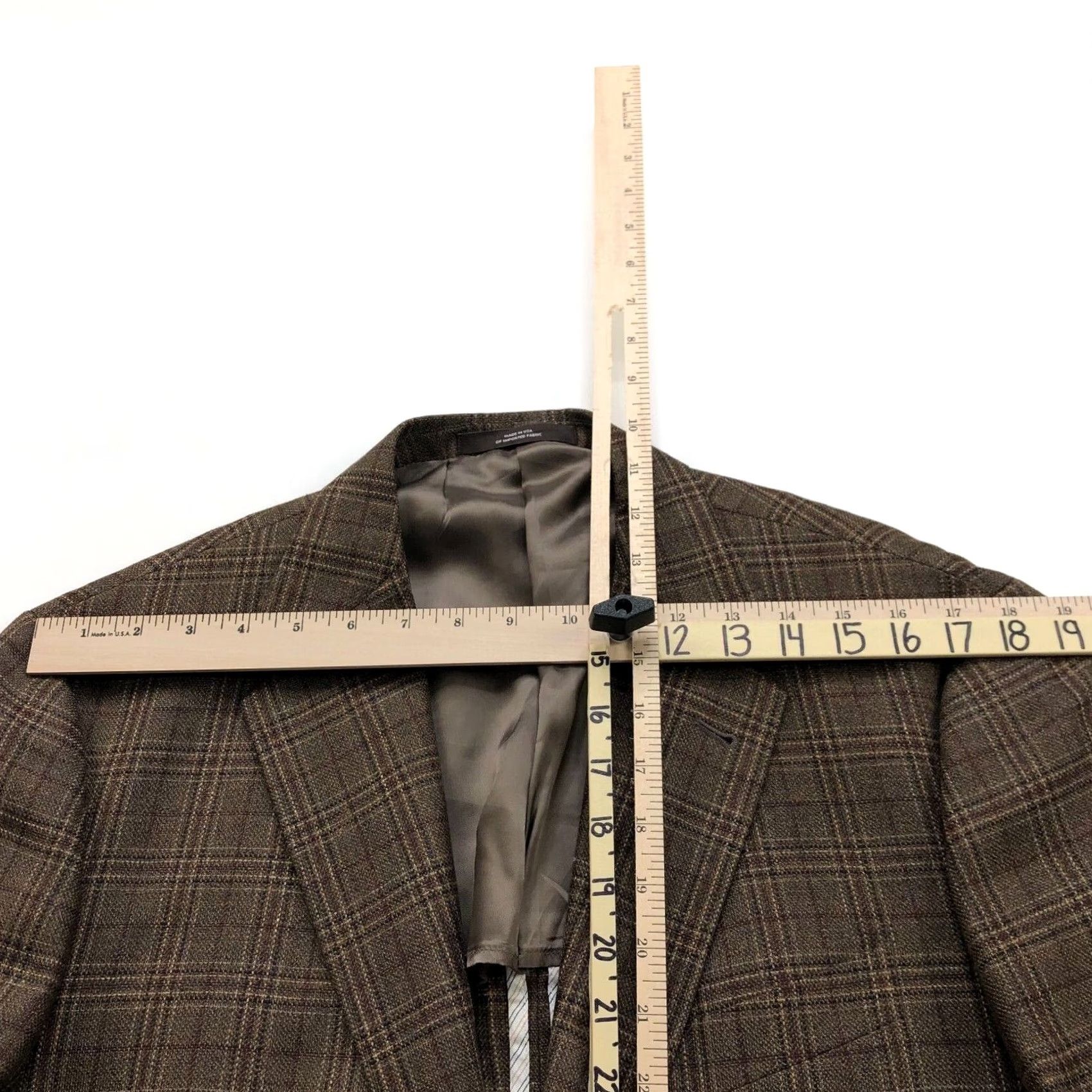 Joseph Abboud Joseph Abboud Jacket Sport Coat Plaid Brown Silk Wool Blend 41R Two-Button Notch Lapel Double-Vented Regular Fit Mens Size US XS / EU 42 / 0 - 5 Thumbnail