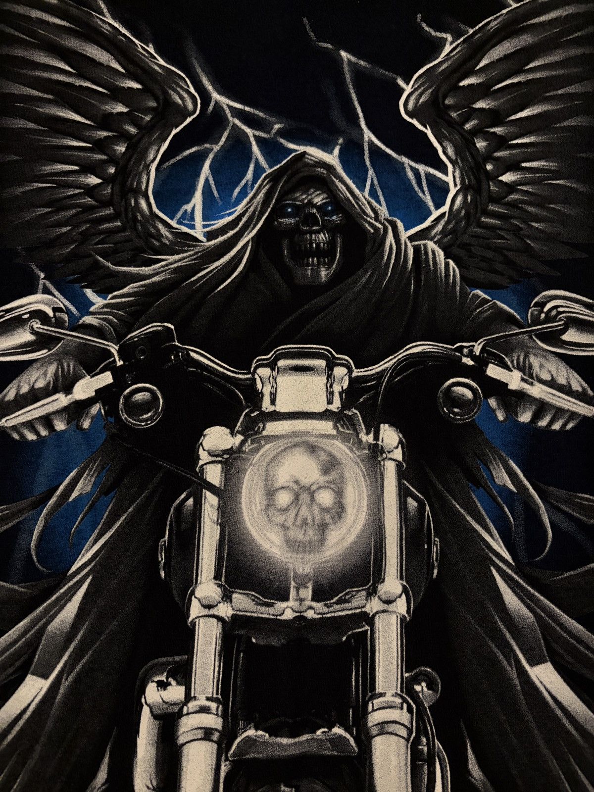 Gildan Vintage Y2K Biker Skull Wings Graphic T Shirt Men’s Size XXL Size US XXL / EU 58 / 5 - 5 Thumbnail