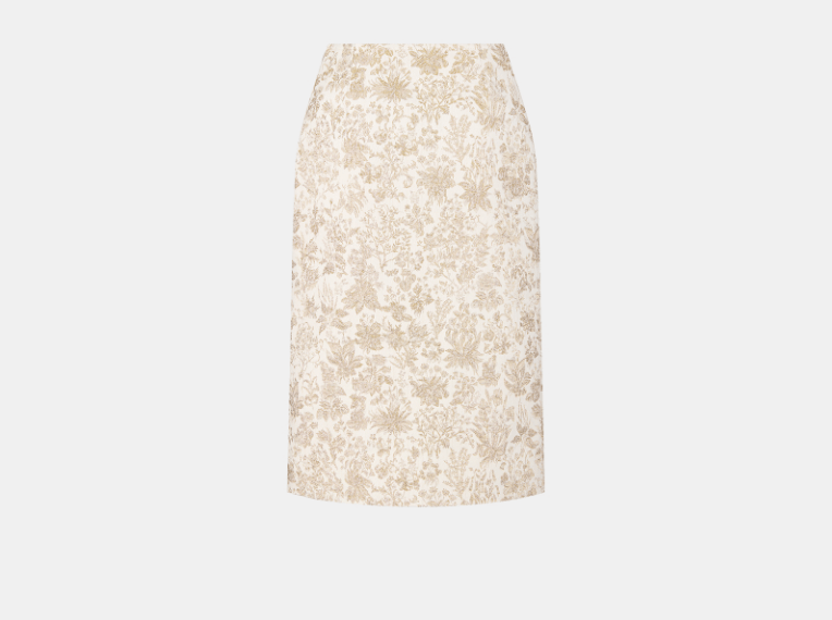 Dior o1w1db10326 511J49 Mid-Length Skirt in White/Gold Size 25" / US 0 / IT 36 - 2 Thumbnail