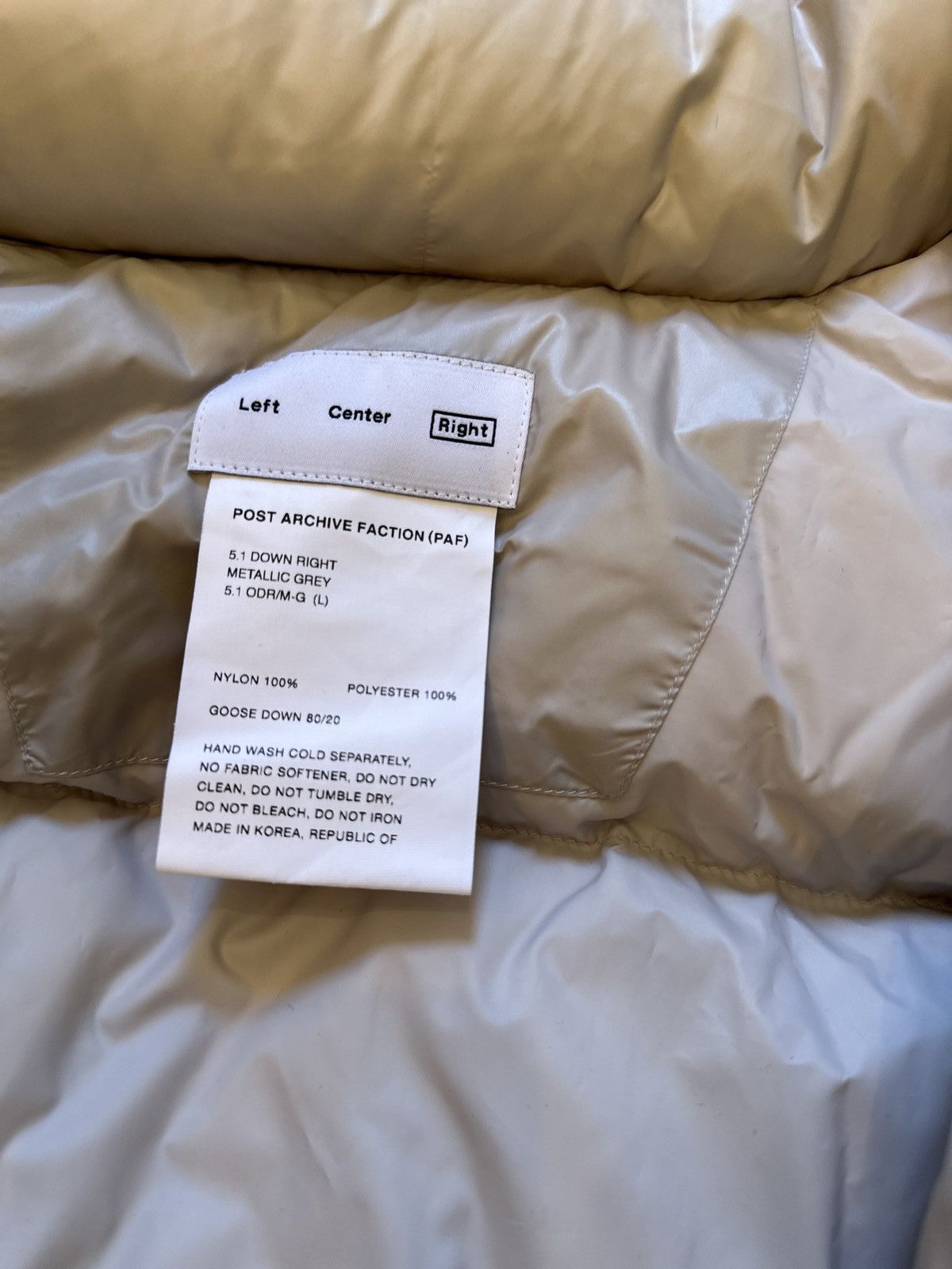 POST ARCHIVE FACTION (PAF) 5.1 Down Right Jacket - Metallic Grey - Large Size US L / EU 52-54 / 3 - 4 Thumbnail