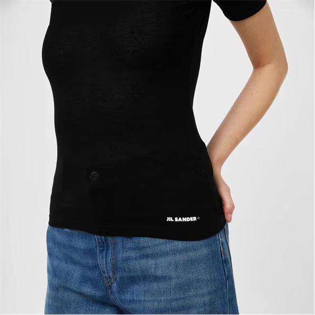 Jil Sander o1g2r1mq1024 Round Neck Logo T-Shirt in Black Size XS / US 0-2 / IT 36-38 - 4 Thumbnail