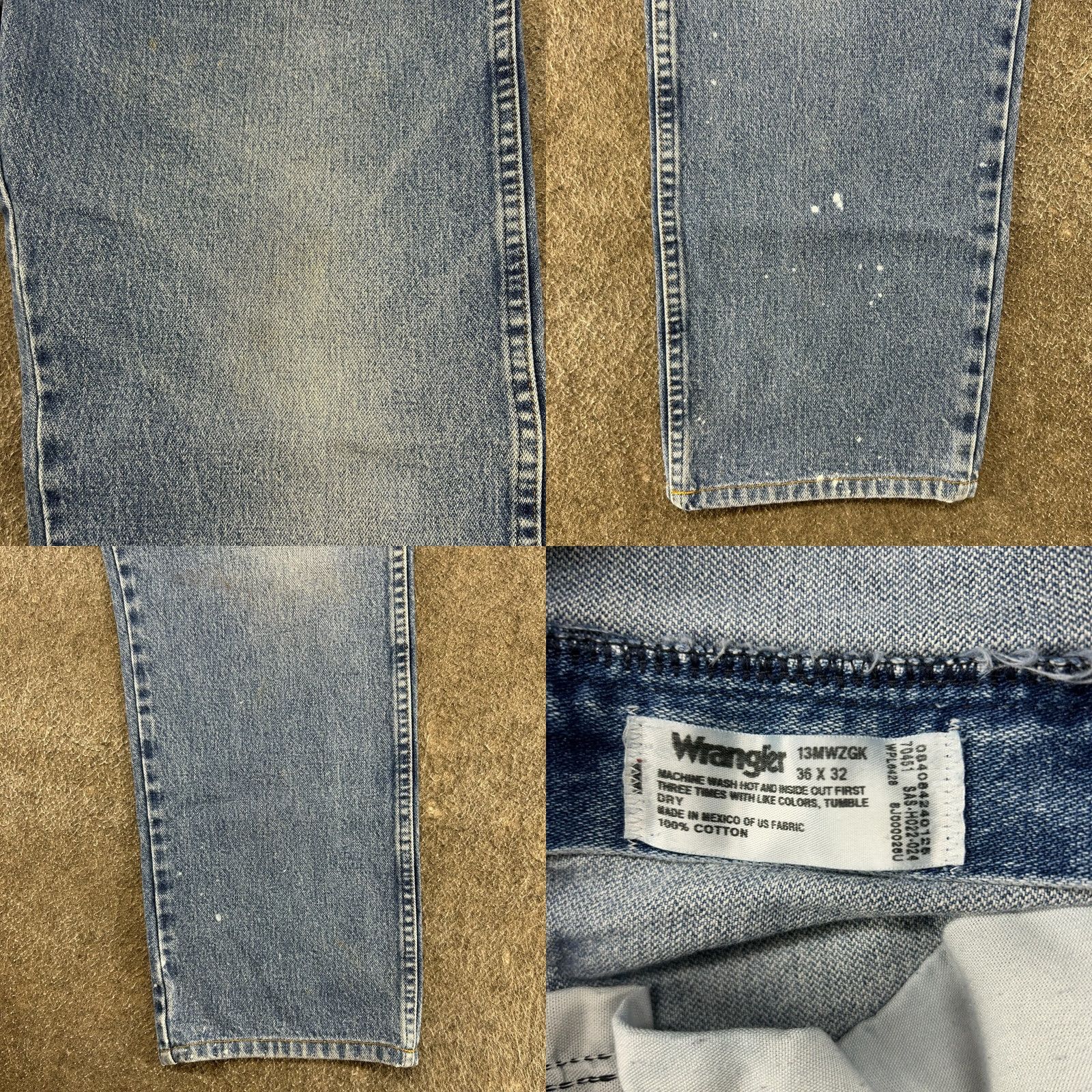 Wrangler Wrangler 13MWZ Jeans Mens 36x30 Blue Cowboy Cut Regular Fit Light Wash Western Vintage Size US 36 / EU 52 - 8 Thumbnail