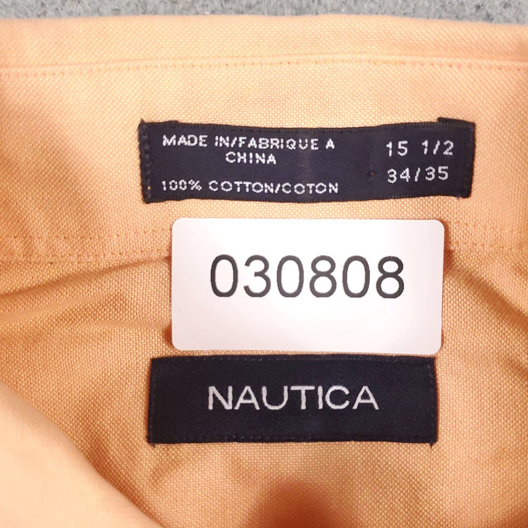 Nautica Nautica Dress Shirt Mens Size 15.5 Orange Button-Down Long Sleeve Formal Business Casual 100% Cotton Regular Mens Size 40R - 8 Thumbnail