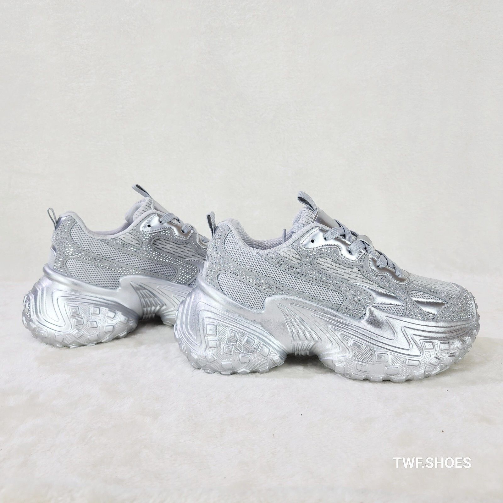 Cush Sparkle Sport Rhinestone Comfy Platform Light Weight Sn