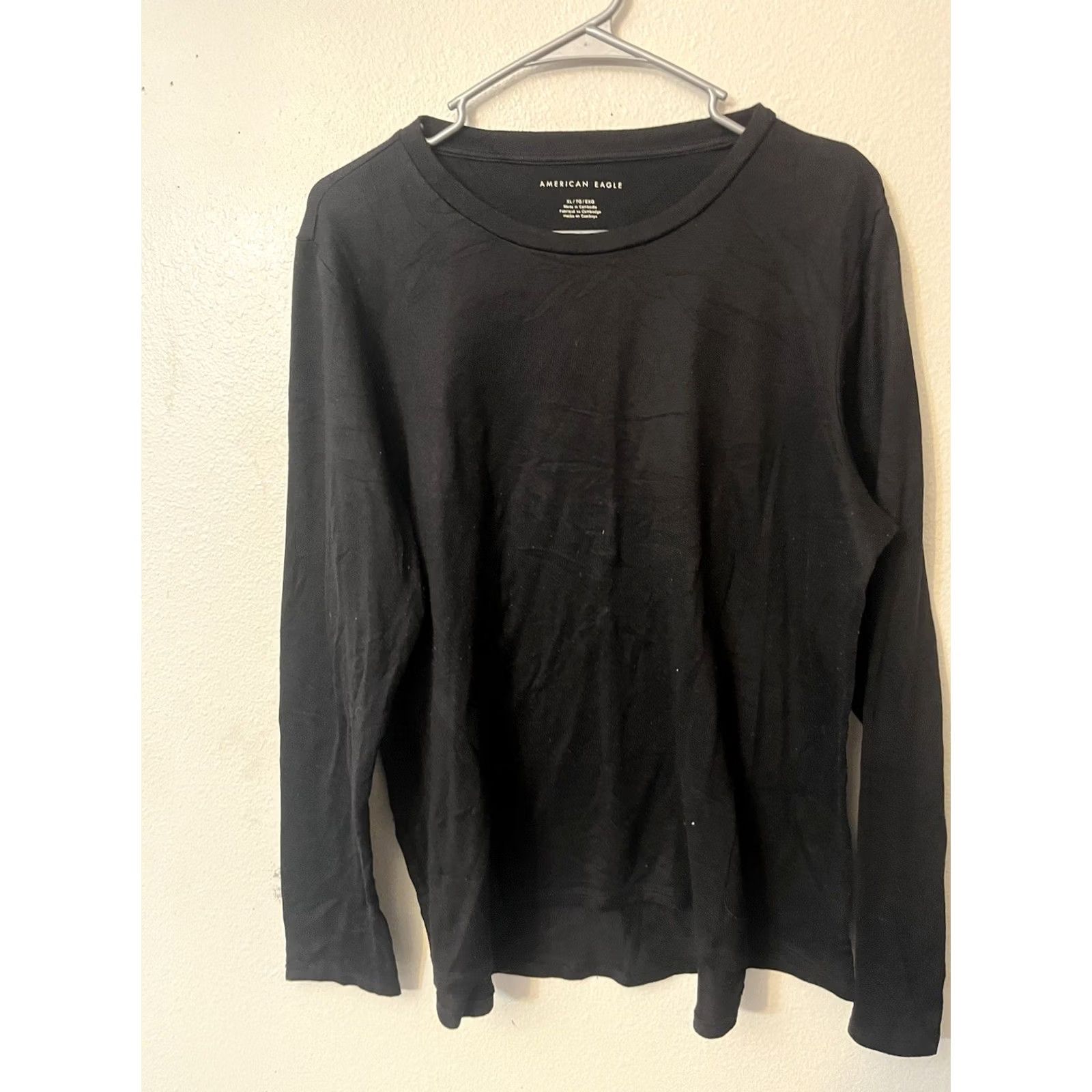 American Eagle Outfitters American Eagle Outfitters Women T-Shirt Long Sleeve Black Solid XL Crew Neck Size XL / US 12-14 / IT 48-50 - 6 Thumbnail