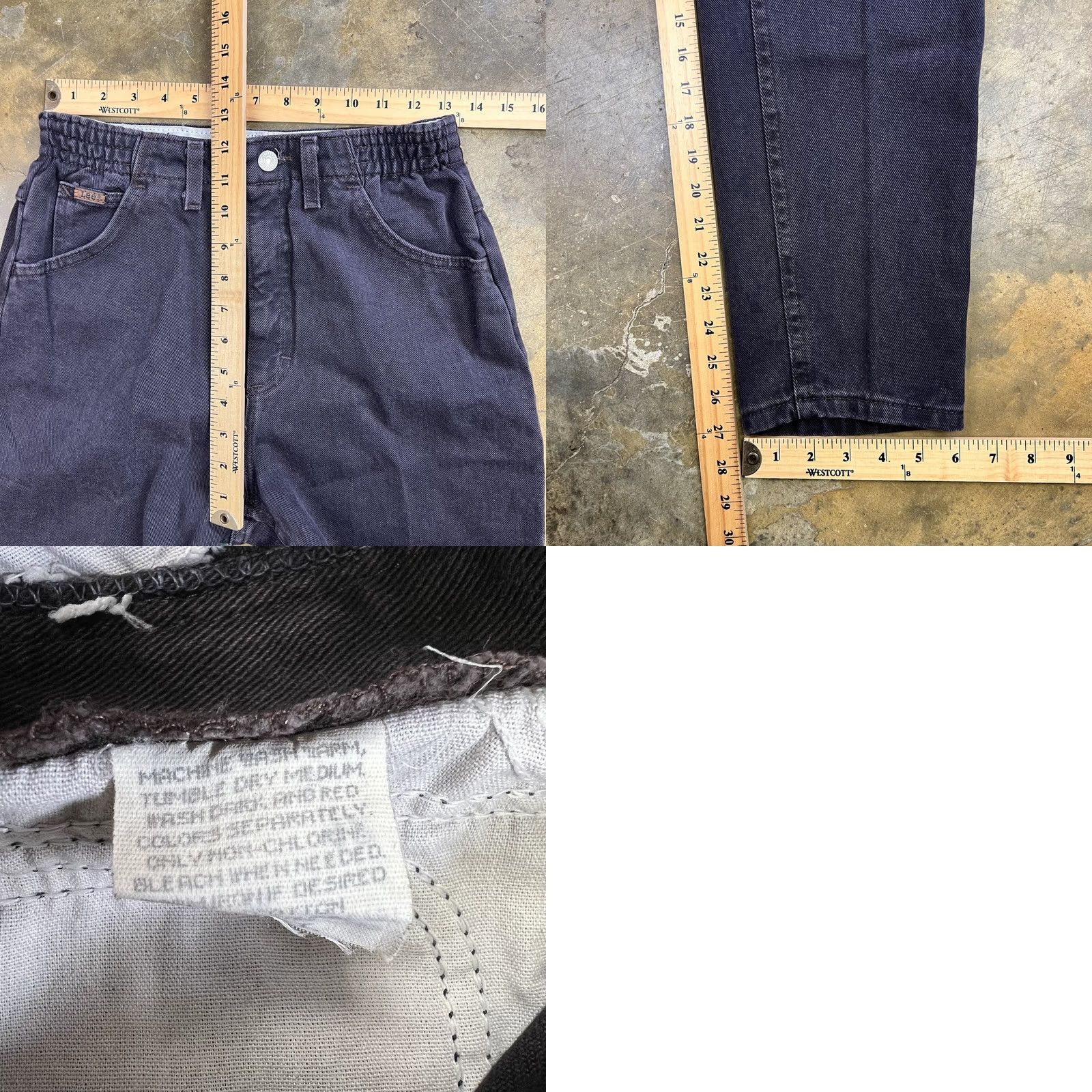 Lee VINTAGE Lee Jeans Womens Denim High Waist 90s Tapered Regular Fit 26x27 Dark Brown Cotton Made USA Size 26" / US 2 / IT 38 - 8 Thumbnail