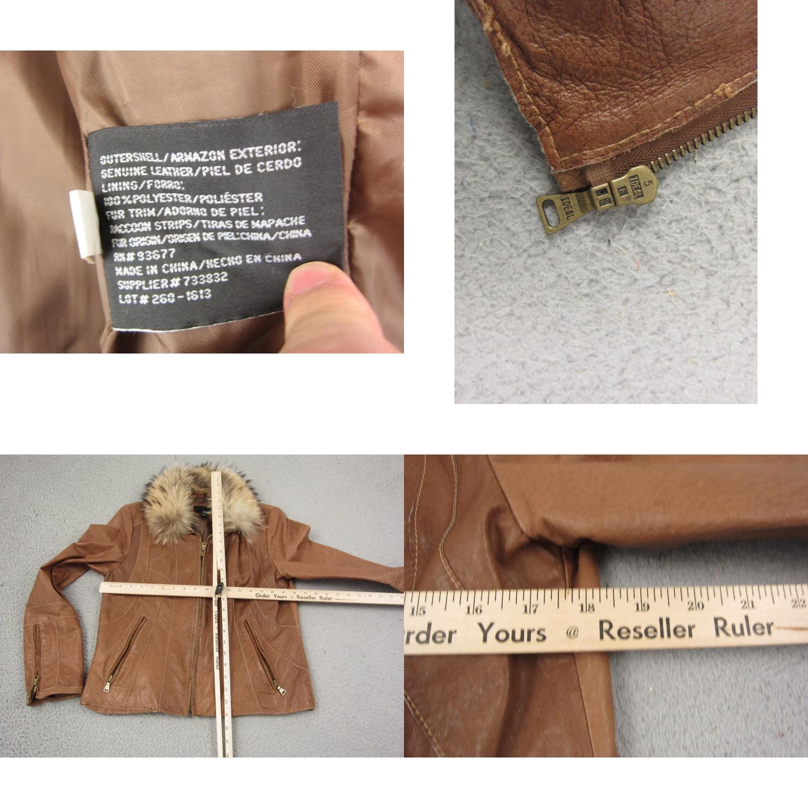 Vintage ANA Leather Jacket Womens Medium Brown Full Zip Bomber 90s Jacket Mens Womens Boys Girls Size M / US 6-8 / IT 42-44 - 8 Thumbnail