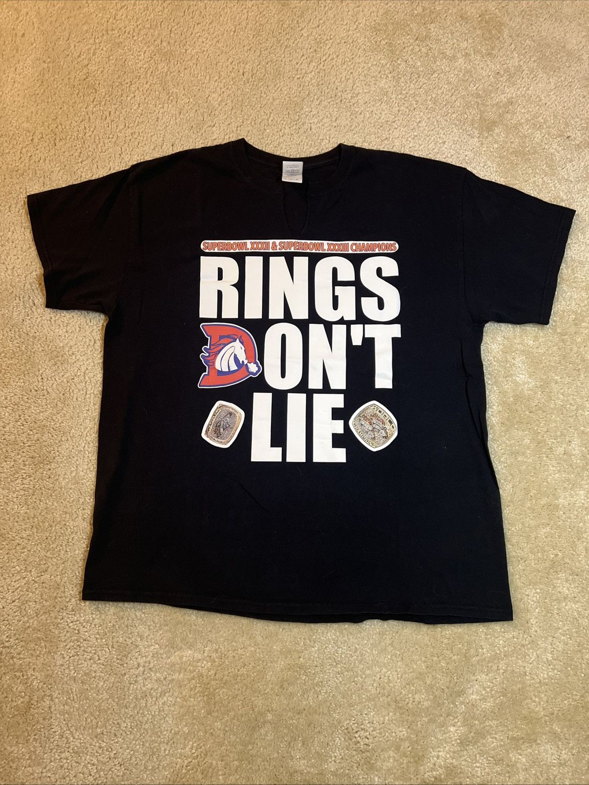 NFL Denver Broncos Rings Don’t Lie Super Bowls 32 & 33 Size US XL / EU 56 / 4 - 1 Thumbnail