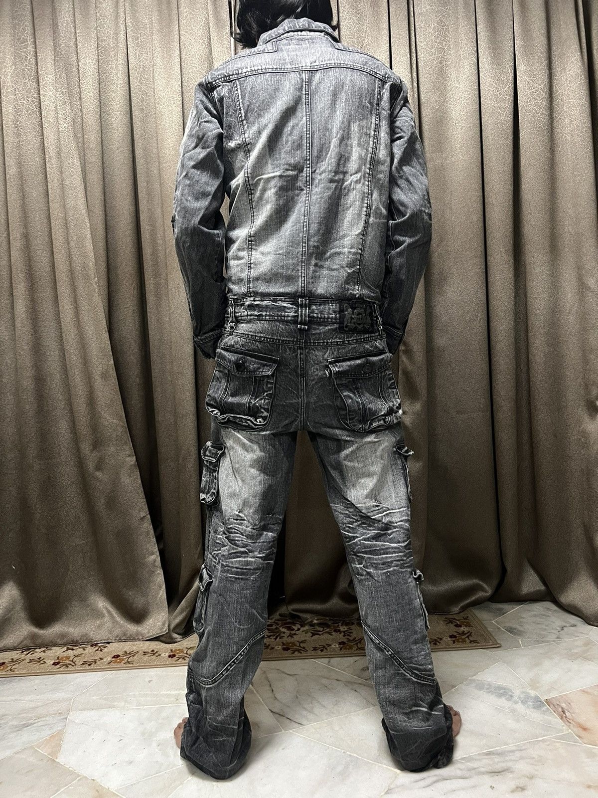 Japanese Brand LowBox Tactical Multipocket Punk Style Denim Overall Size US 35 - 16 Thumbnail