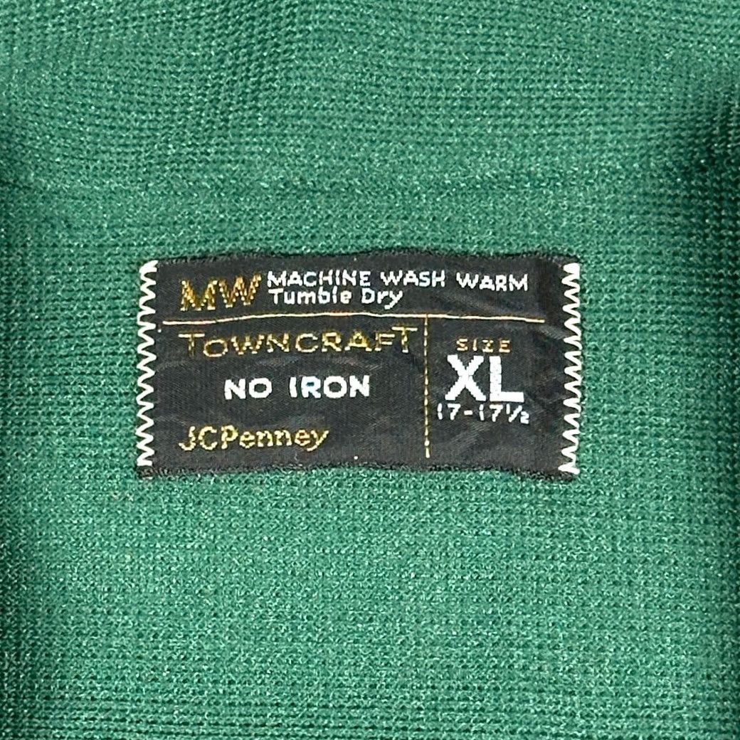 JCPenney VINTAGE Towncraft Shirt Adult LARGE Green JC Penney Disco Textured Knit 70s Shirt Mens XL Green 70s TownCraft Button-Up Embroidered Chest Patch Size US L / EU 52-54 / 3 - 6 Thumbnail