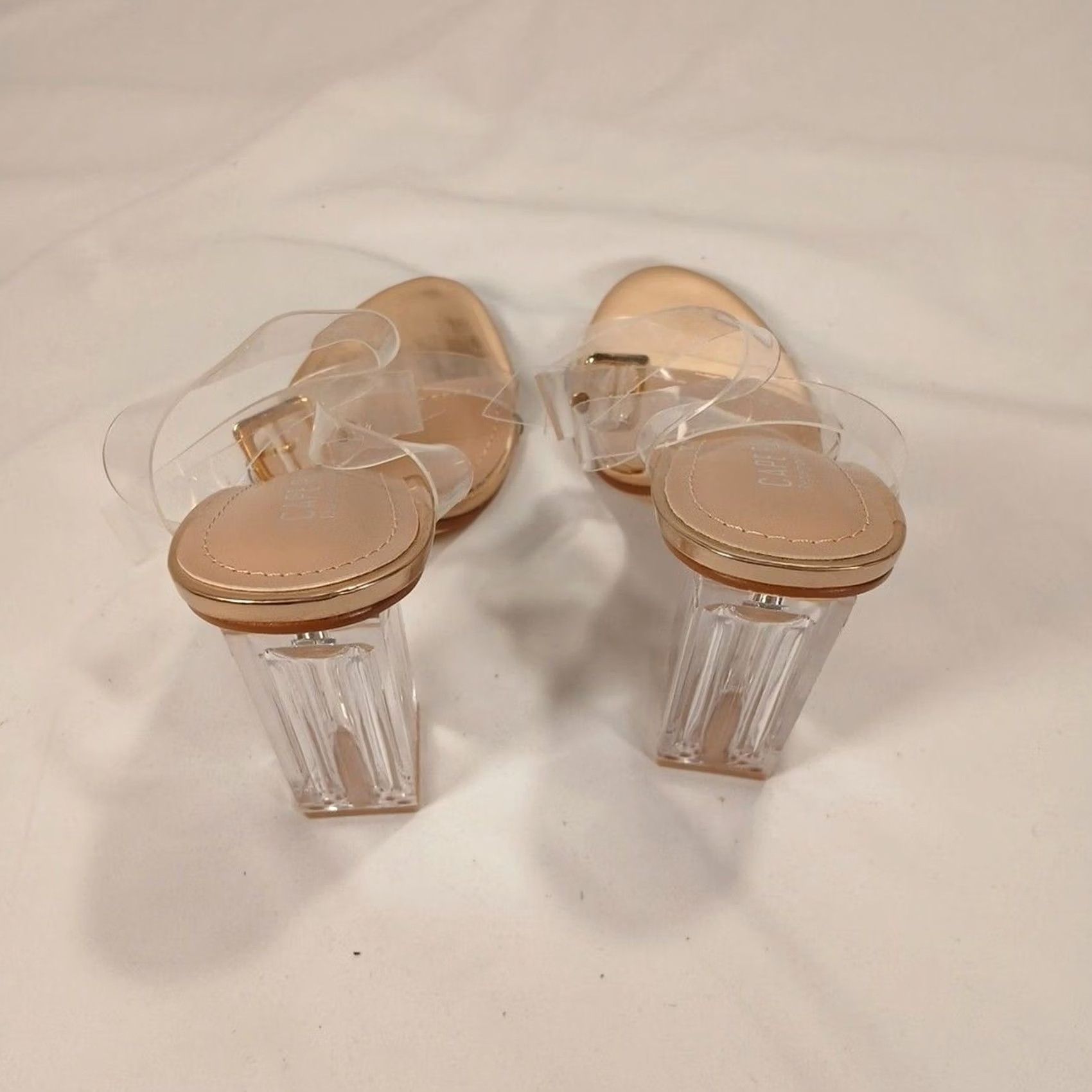 Vintage Cape Robbin Maria-2 Women’s Rose Gold Clear Strap Heeled Sandals Size 5.5 Sandal Womens Rose Gold Stiletto Casual Birthday Cushioned UV? Size US 6 / IT 36 - 4 Thumbnail