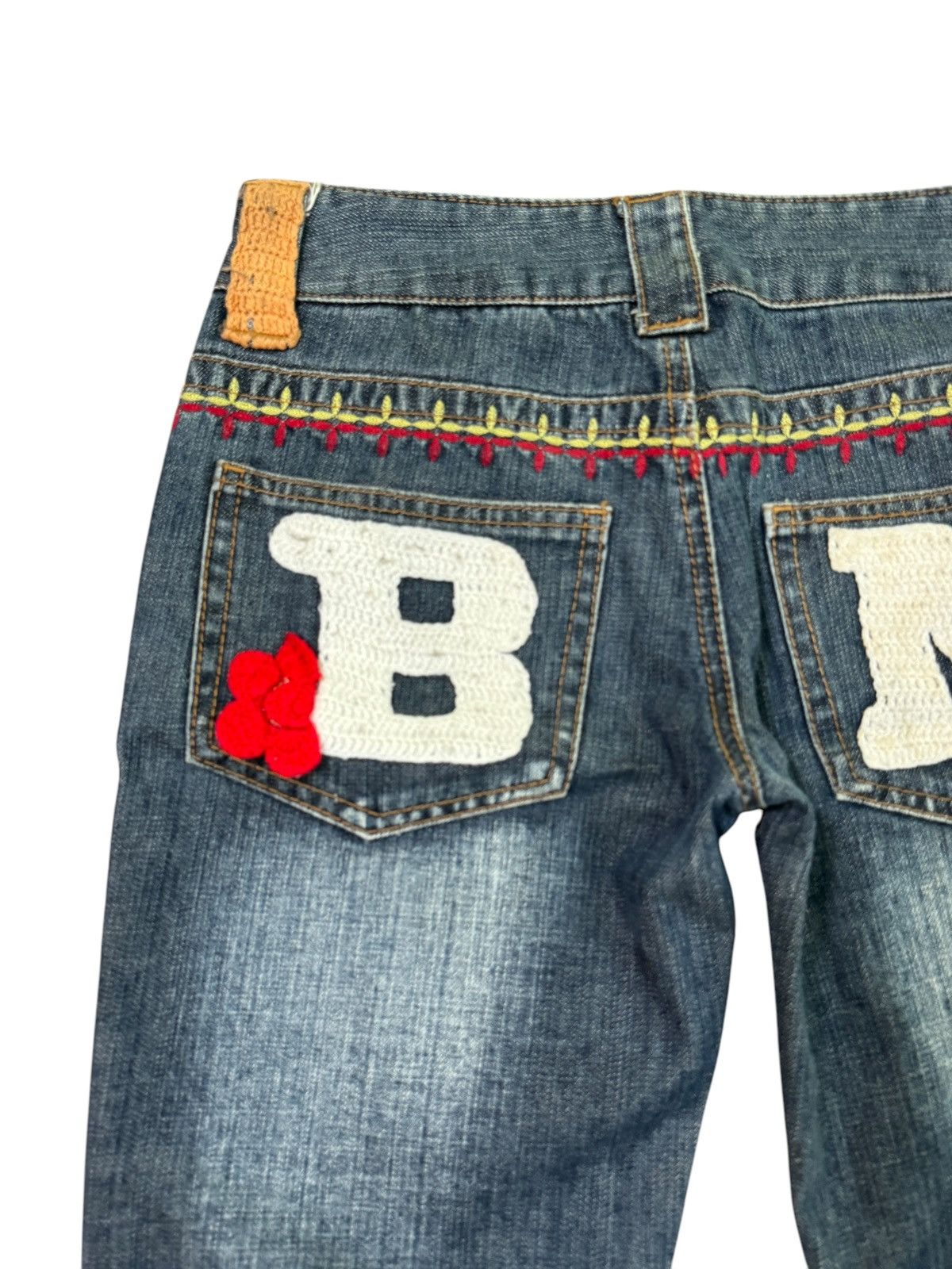 Japanese Brand BLUE MOON BLUE PRINTED POEM SURF EMBROIDERY LOW RISE DENIM Size US 28 / EU 44 - 12 Thumbnail