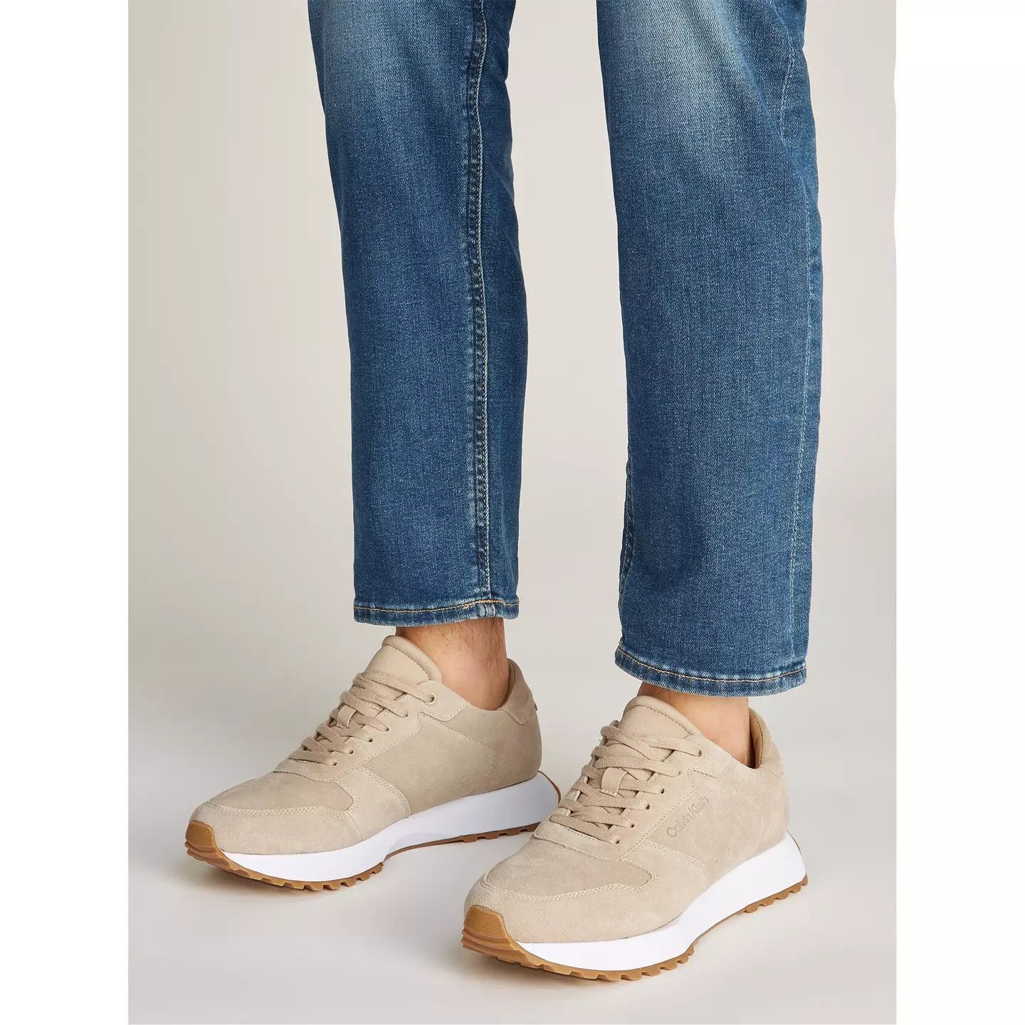 Calvin Klein o1g2r1mq0426 Low Top Lace Up Runners Sneakers in Beige Size US 8 / EU 41 - 2 Thumbnail