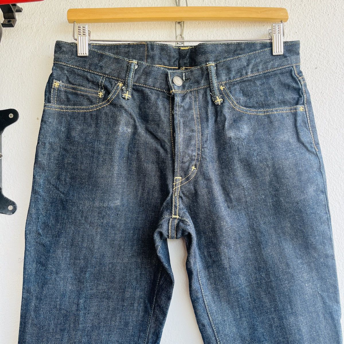 Rude Vintage Rare Rude Gallery Hard Denim Selvedge Jeans Size US 31 - 20 Thumbnail
