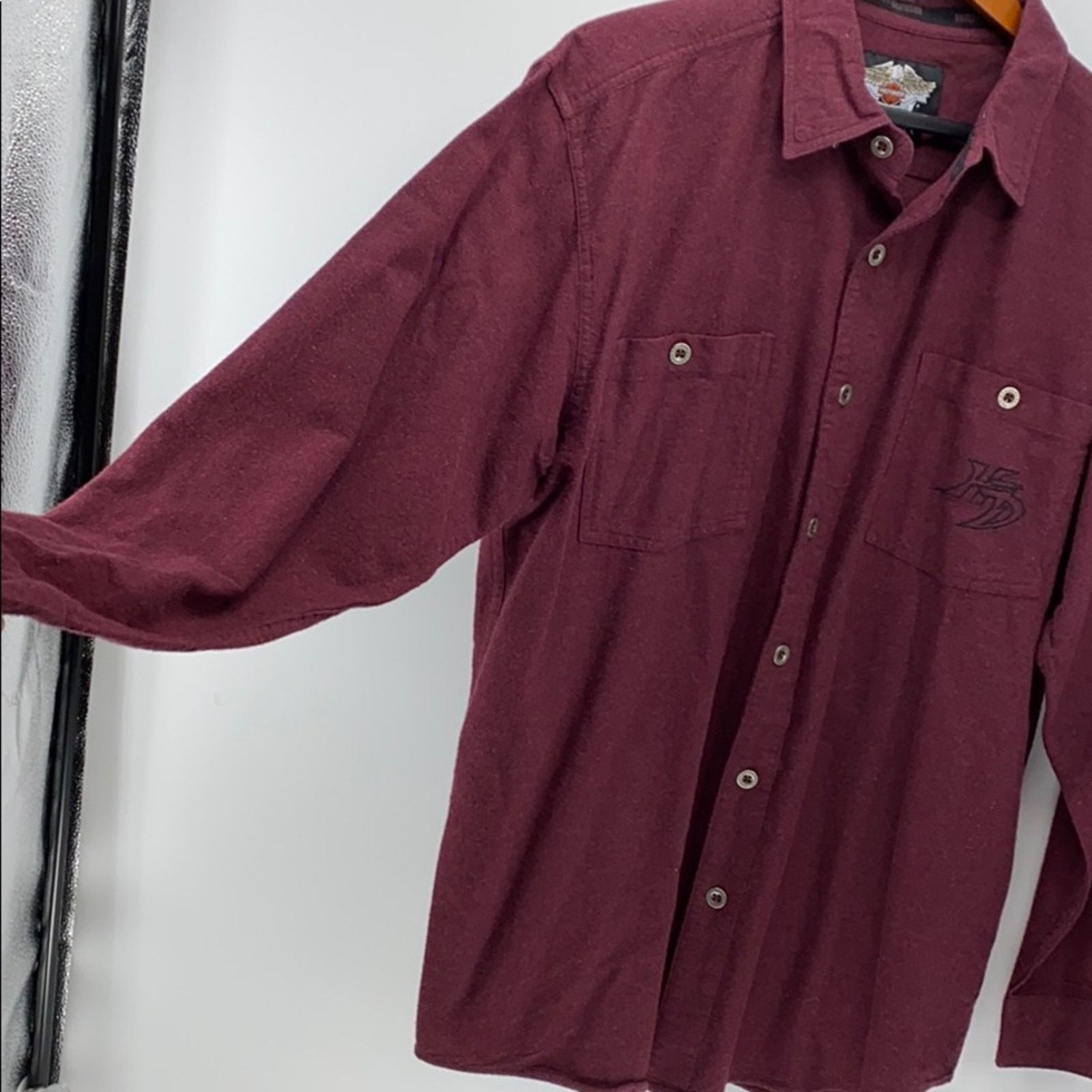 Harley Davidson Harley Davidson 100% cotton button down maroon biker sz L Size US L / EU 52-54 / 3 - 7 Thumbnail