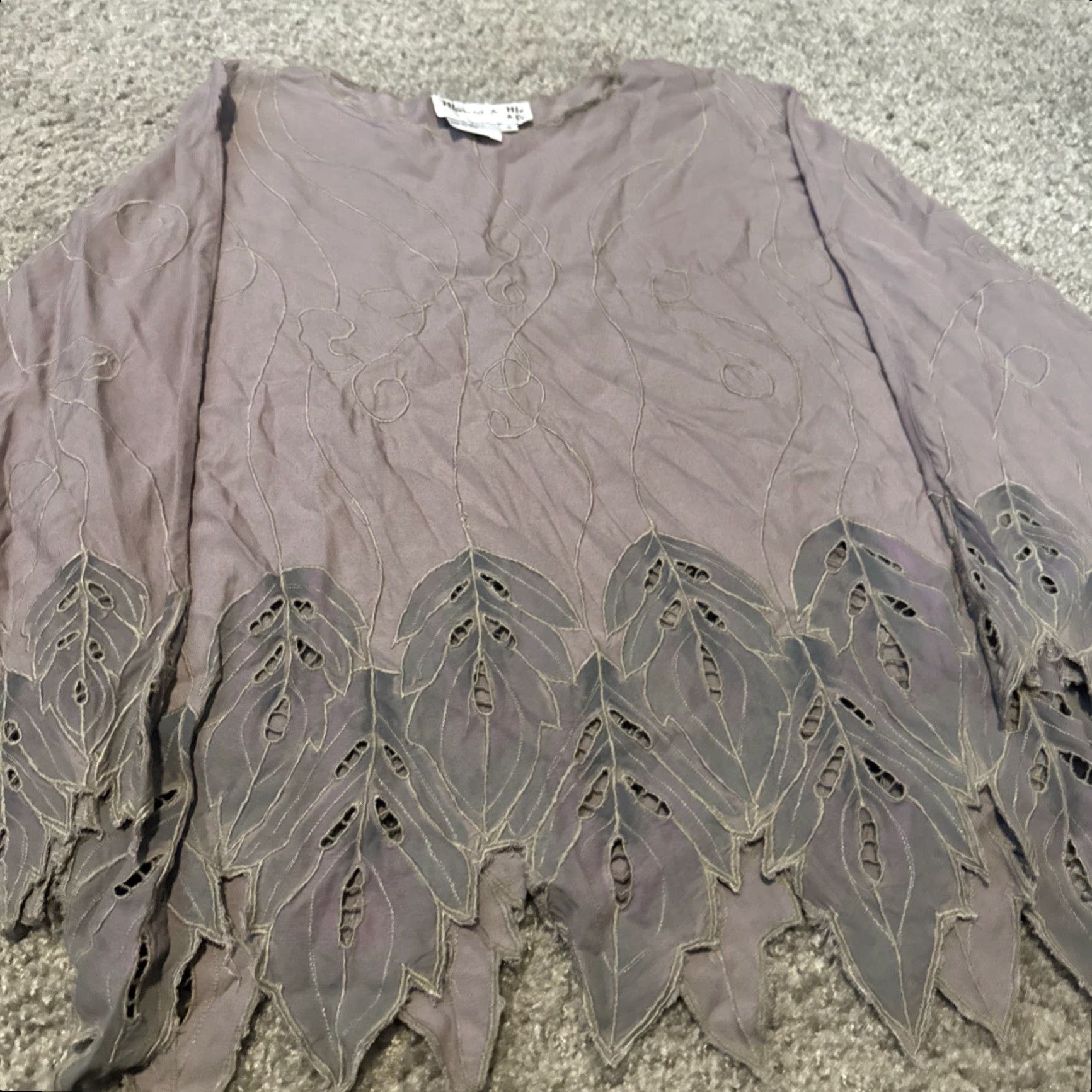 Vintage VINTAGE Marcia & Me & Co Blouse Long Sleeve Women Small Mauve 90s Boho Leaf Cut Out Hem Y2K Top Size S / US 4 / IT 40 - 3 Thumbnail