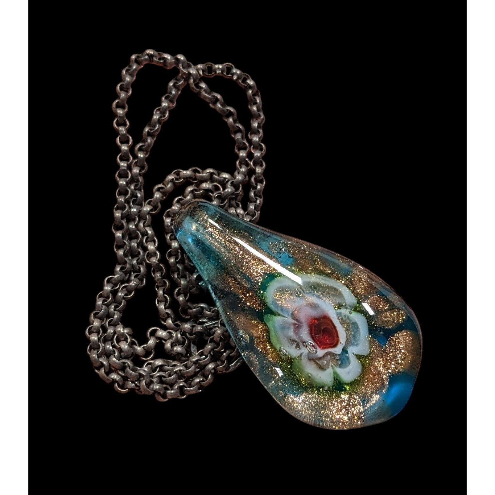 Other Floral Cottagecore Handblown Glass Pendant Necklace Size ONE SIZE - 4 Thumbnail