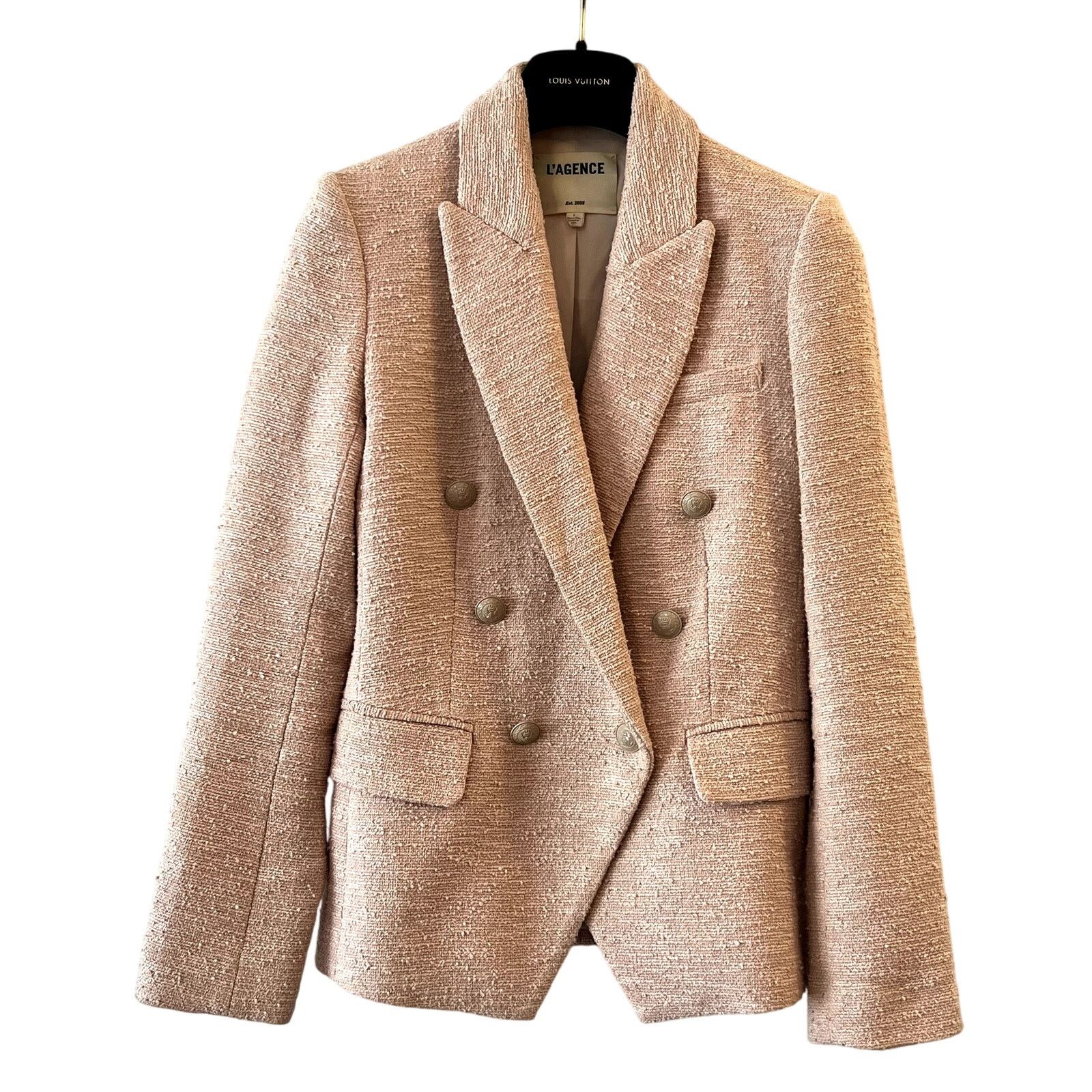 L'AGENCE L'agence Kenzie Petal Light pink Double Breasted Jacket Size XS / US 0-2 / IT 36-38 - 2 Thumbnail