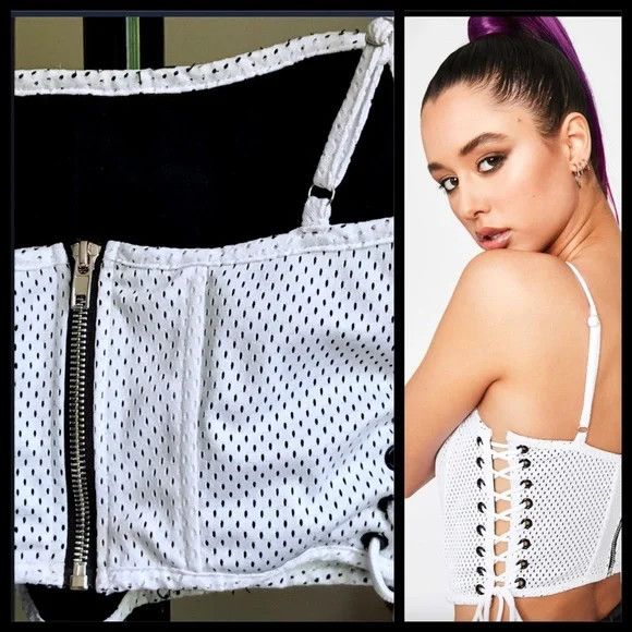 Current Mood Current Mood Lace Up Mesh Bustier Corset Crop Top Dollskill Size M / US 6-8 / IT 42-44 - 2 Thumbnail