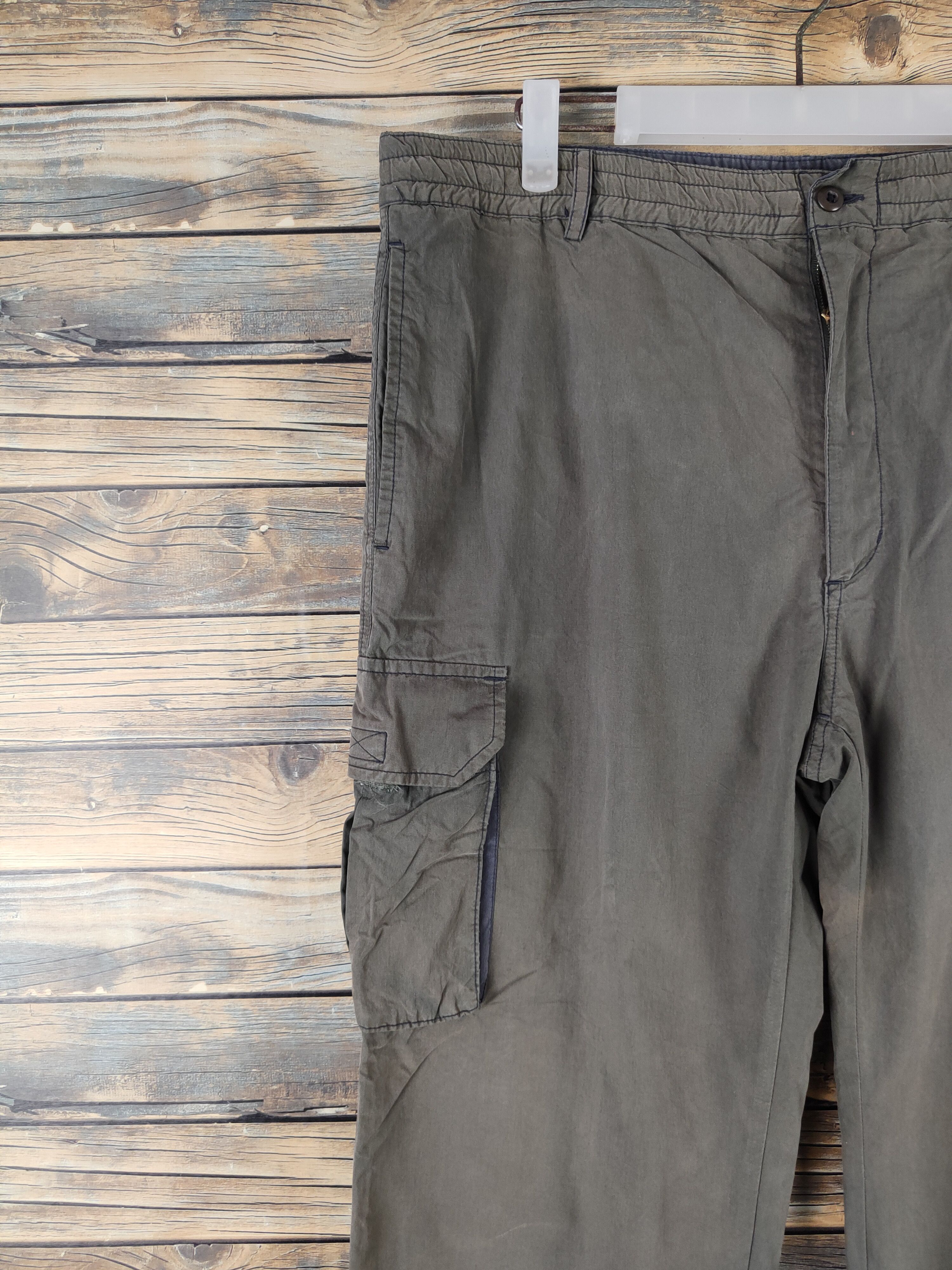 Japanese Brand DL Japanese Brand Olive Faded Multipocket Cargo Pants #1328 Size US 33 - 3 Thumbnail