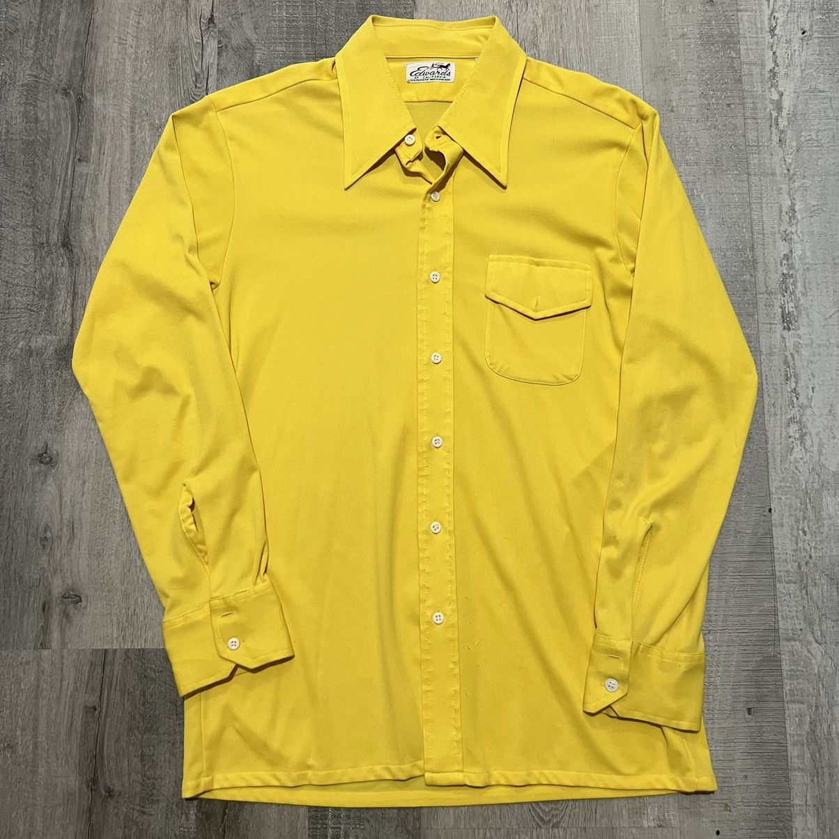 Vintage VTG Edwards Of Californa 1970s Yellow Disco Mod Button Shirt Size US M / EU 48-50 / 2 - 1 Thumbnail