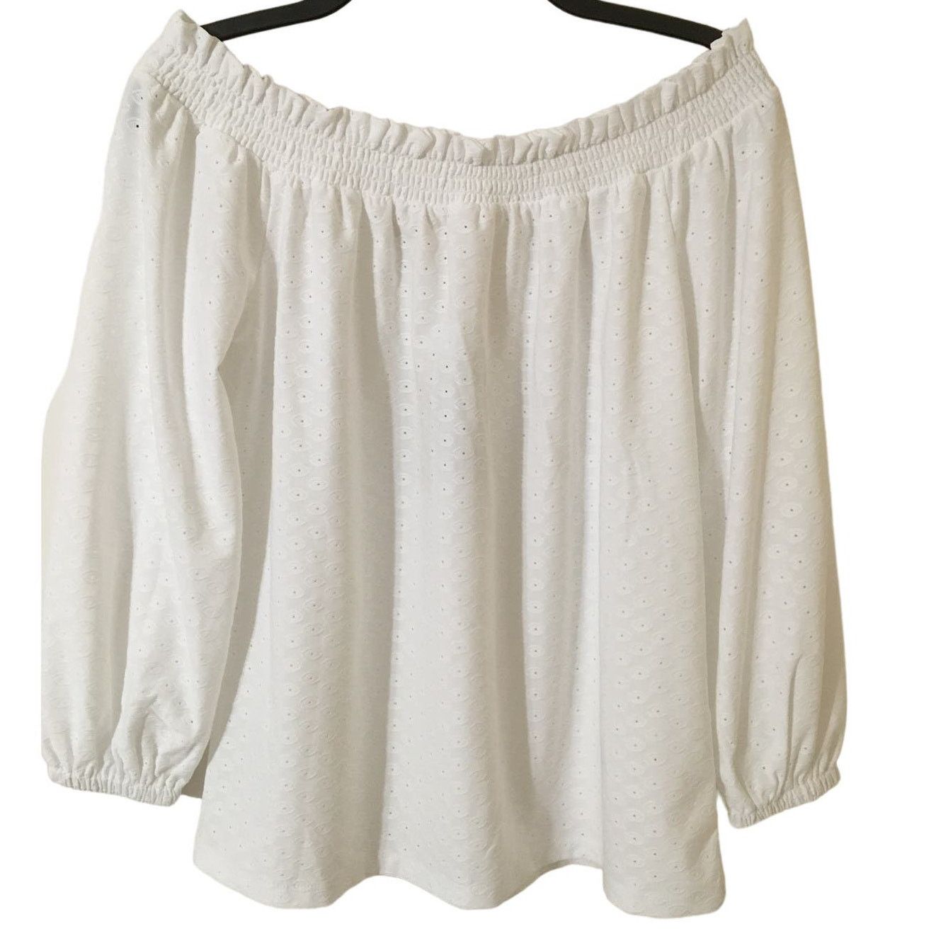 Michael Kors Michael Kors Fashion Basics XS White Gathered Eyelet Top Size XS / US 0-2 / IT 36-38 - 1 Thumbnail