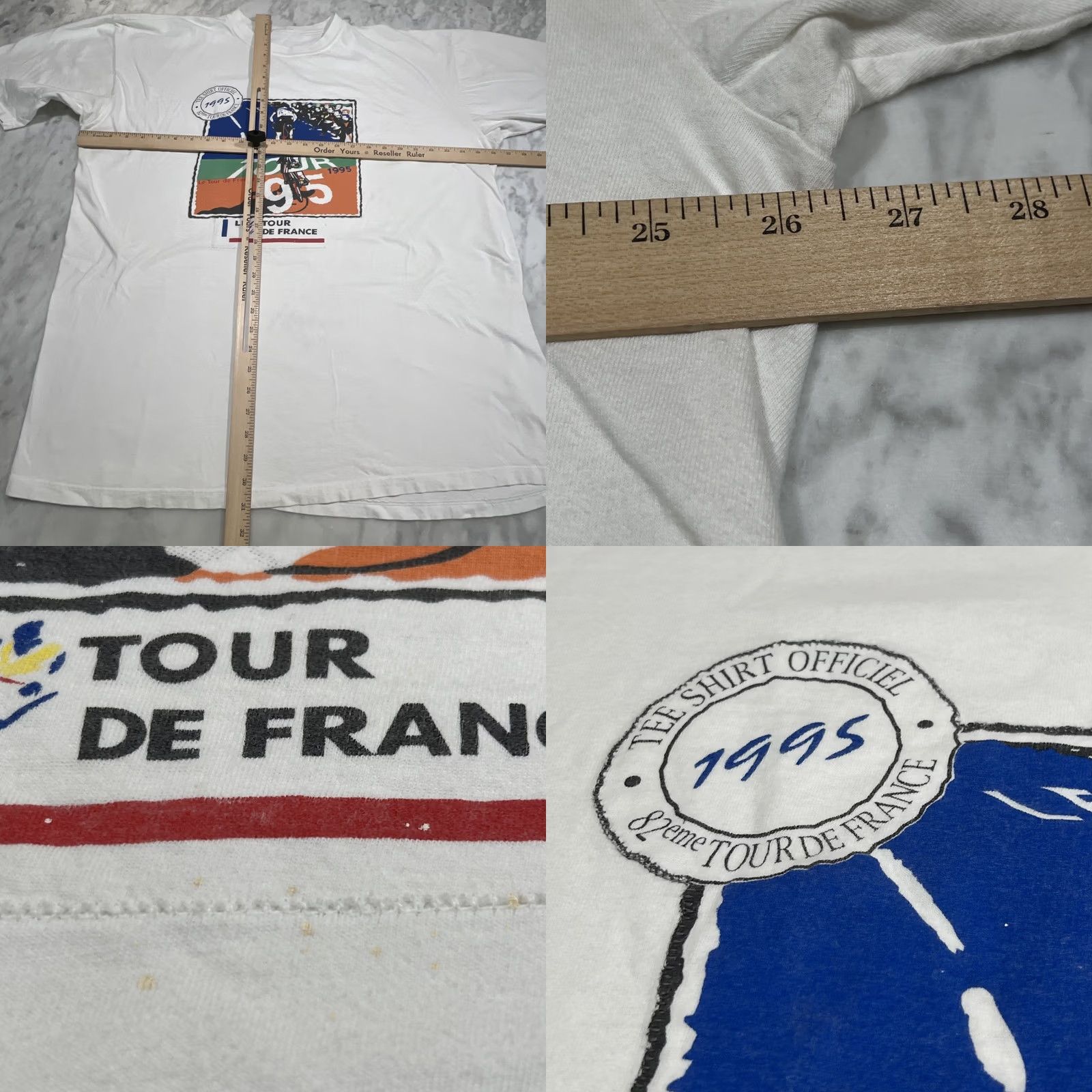 Vintage VINTAGE 1995 Tour De France T Shirt Men 2XL White Cycling Racing Graphic Tee Sportswear/Beach Men Size US XXL / EU 58 / 5 - 8 Thumbnail
