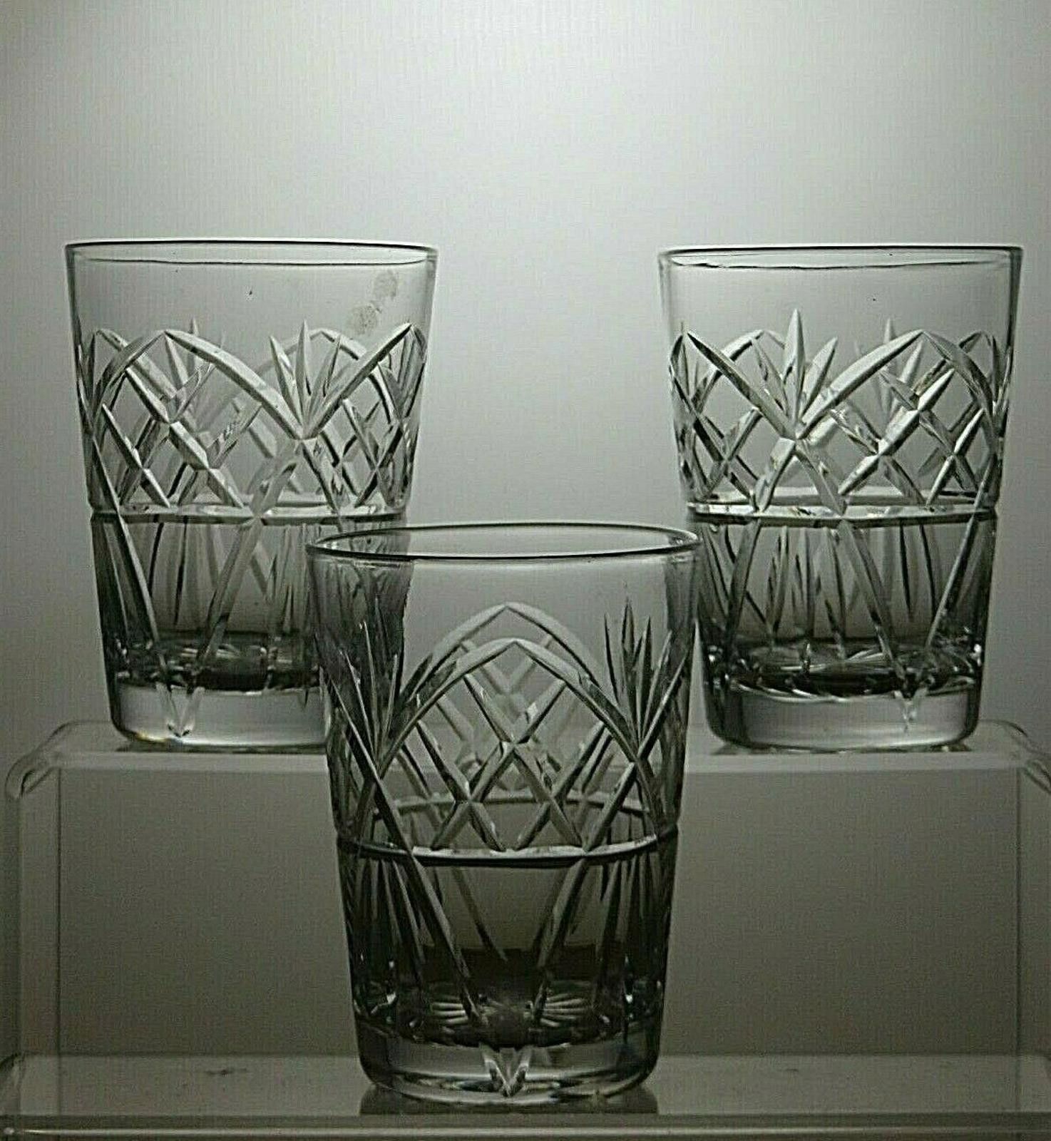The Unbranded Brand Lead Crystal Cut Glass Set Of 3 Tumblers 4 1/4" Size ONE SIZE - 3 Thumbnail