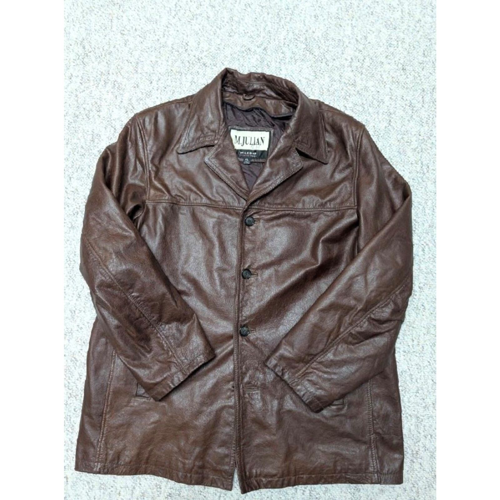 Vintage VINTAGE Wilsons Leather leather jacket coat XL Mens patina 1990s brown button front Dean Winchester Size US XL / EU 56 / 4 - 7 Thumbnail