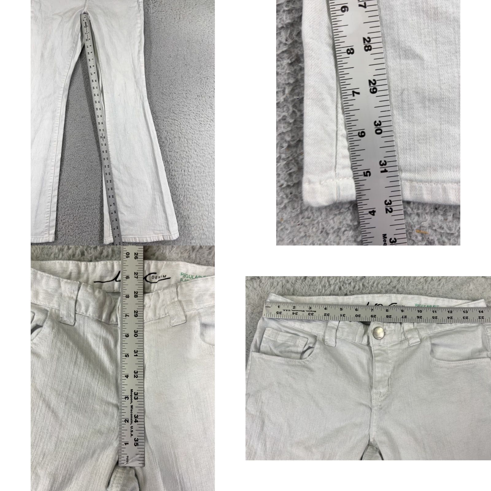 Vintage INC International Concepts Jeans Women 4 White Denim Flared Regular 27x32 Pants, 5-Pocket, Zip, Distressed, Stretch, Medium Wash, Cotton, Vintage: No Size 27" / US 4 / IT 40 - 8 Thumbnail
