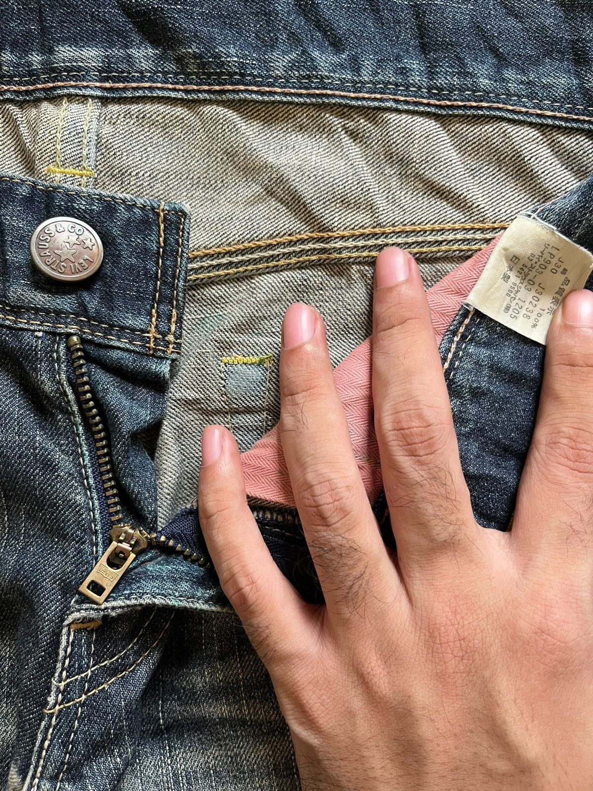 Levi's × Levi's Vintage Clothing Vintage 90s Levis Star Japan Mud Wash Distressed Loose Jeans Size 31" - 11 Thumbnail