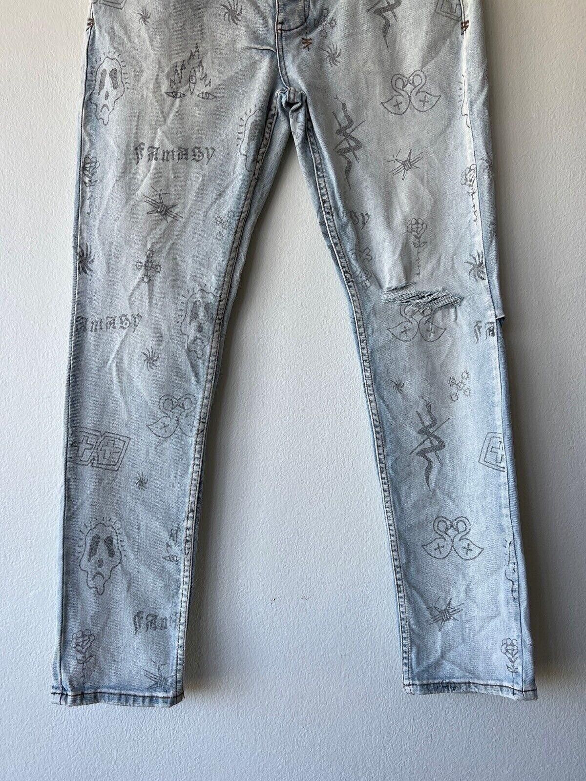 Ksubi new Ksubi mens denim jean chitch 38 blue stik n poke print Size US 38 / EU 54 - 3 Thumbnail